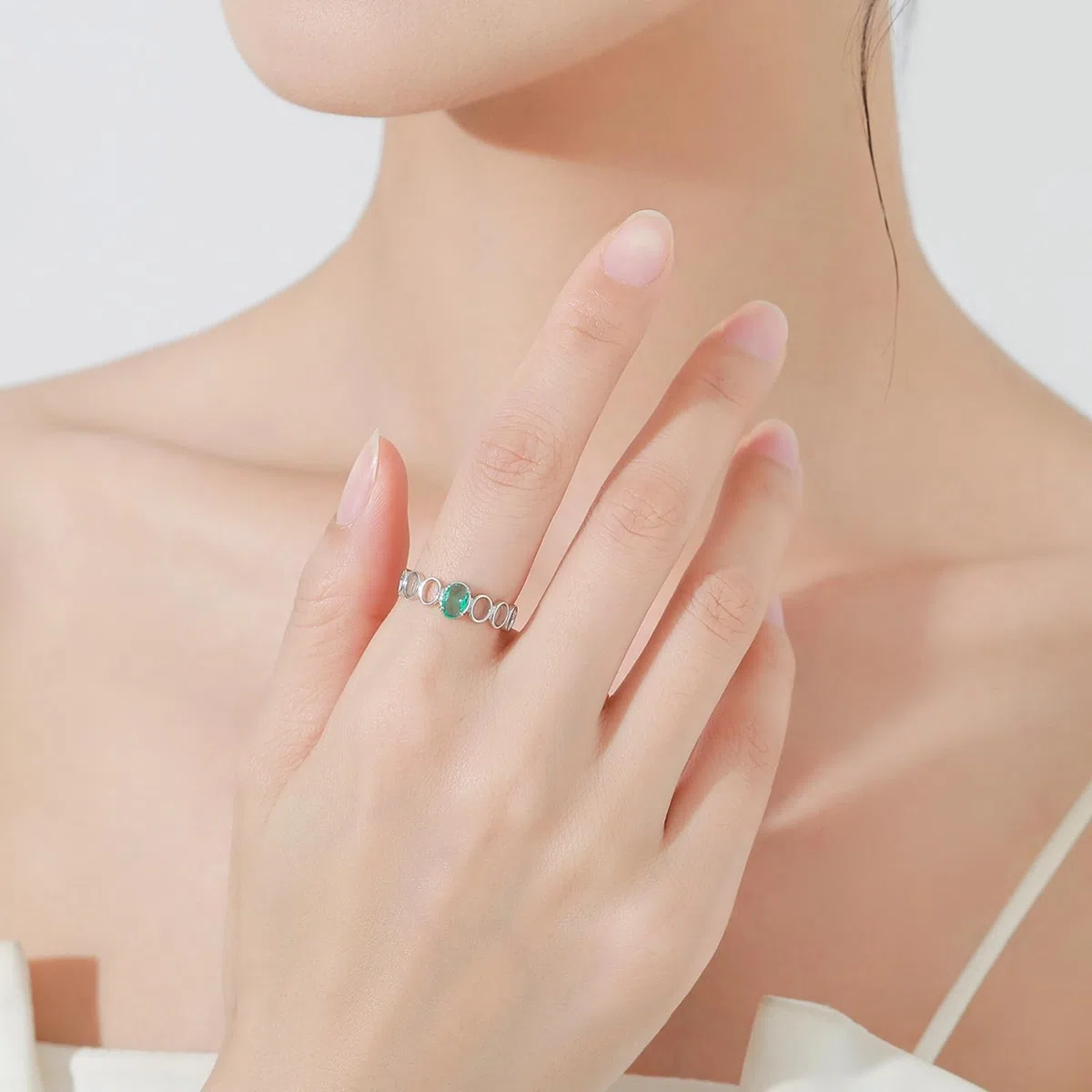 Anillos de mujer de oro auténtico, alianzas solitarias con turmalina de 0,5 ct, anillo de compromiso, oro blanco, anillos para mujer