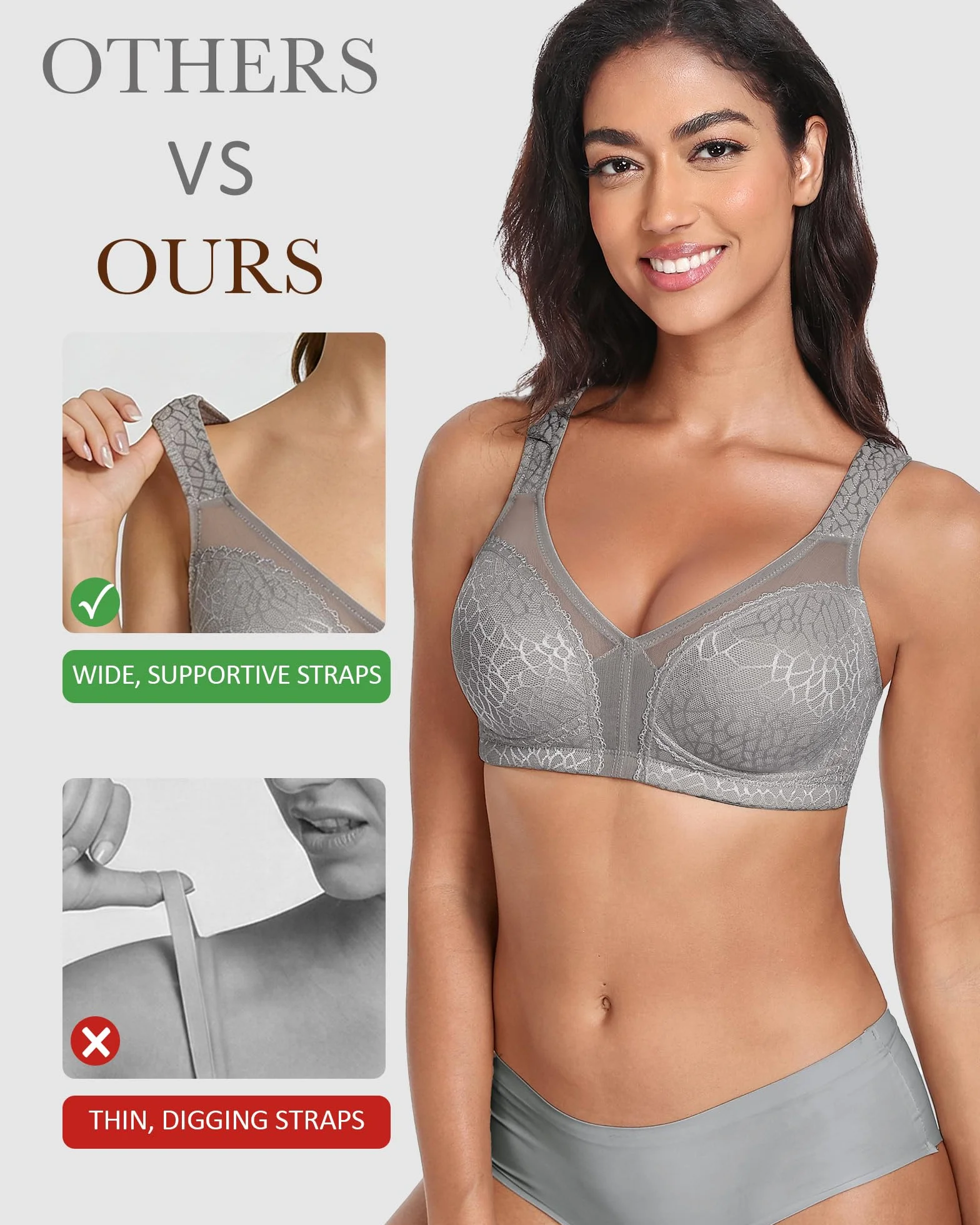 Sujetador Reductor para Mujer Minimizador Copa Completa sin Aros