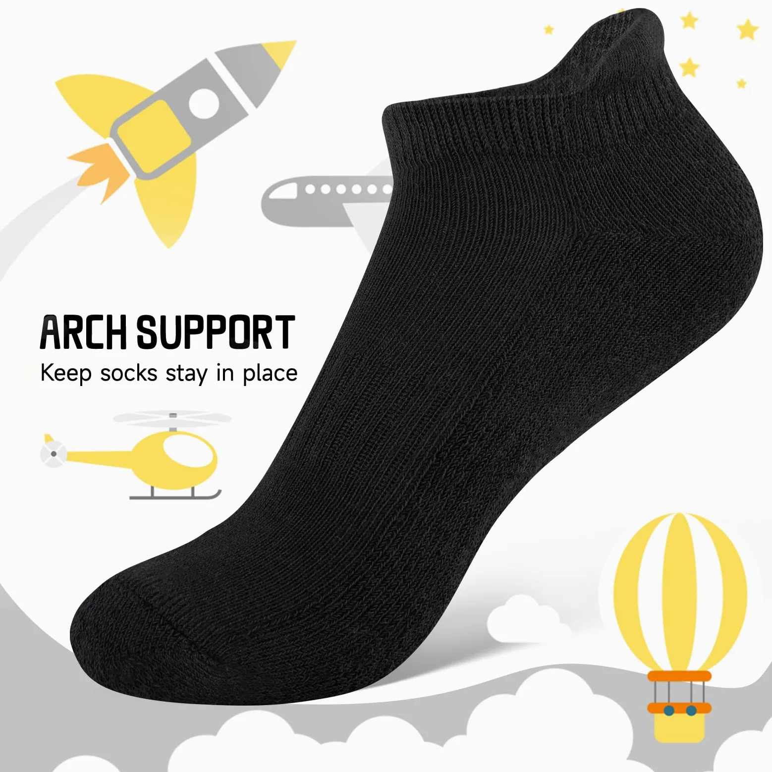 Comfoex 16 pares de calcetines acolchados atléticos de corte bajo para niños de 4 a 6 a 8 a 10 años