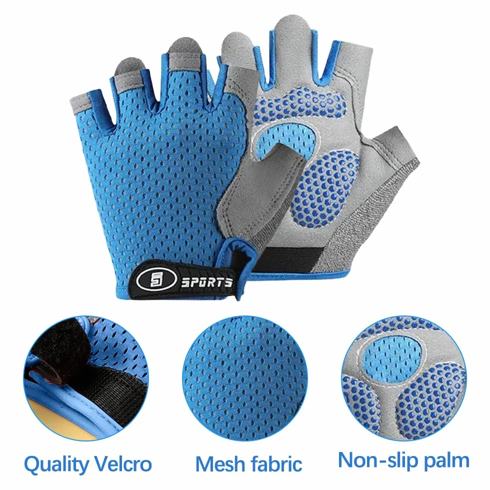 Guantes Bici Niño, Guantes Ciclismo Medio Dedo para Niños de 9 a 13 Años, Antideslizantes, Porosità, Adecuado para Ciclismo, Escalada, Patinaje sobre Hielo(Gris)