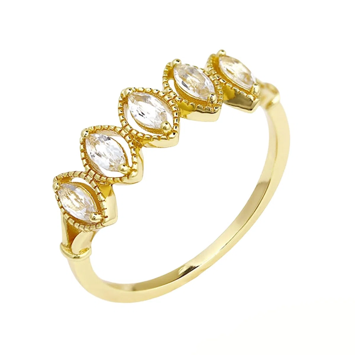 Par de anillos de oro de 9 K/14 K/18 K con topacio marquesa, forma media eternidad