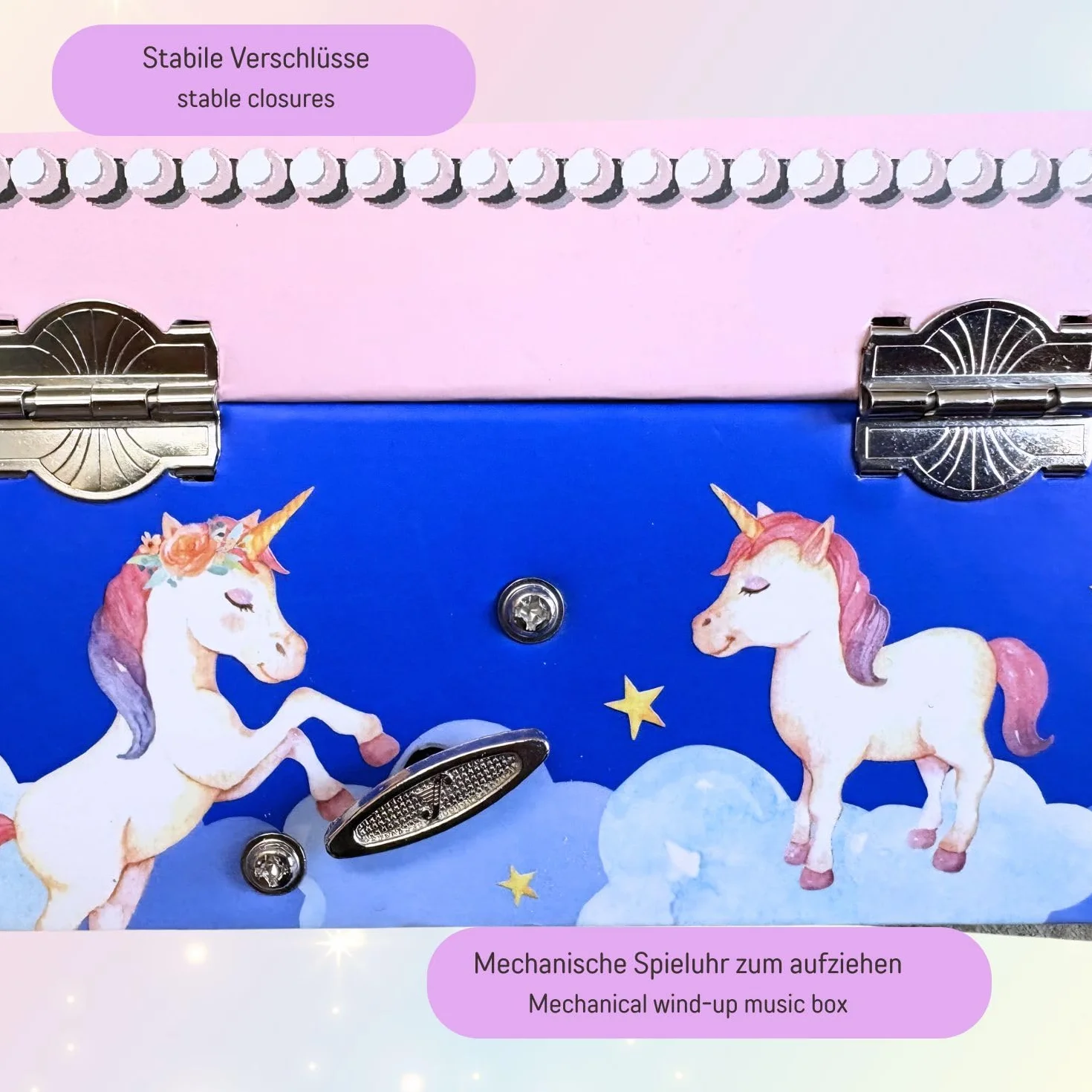 Caja musical joyero unicornio azul para niñas lago de los cisnes