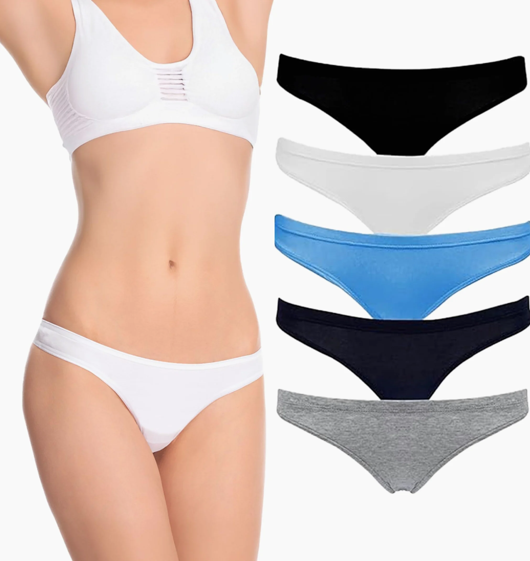 Emprella ropa interior de algodón para mujer, paquete de 8 o 5 unidades para mujer, sin costuras, bragas descaradas - Multi color - Small