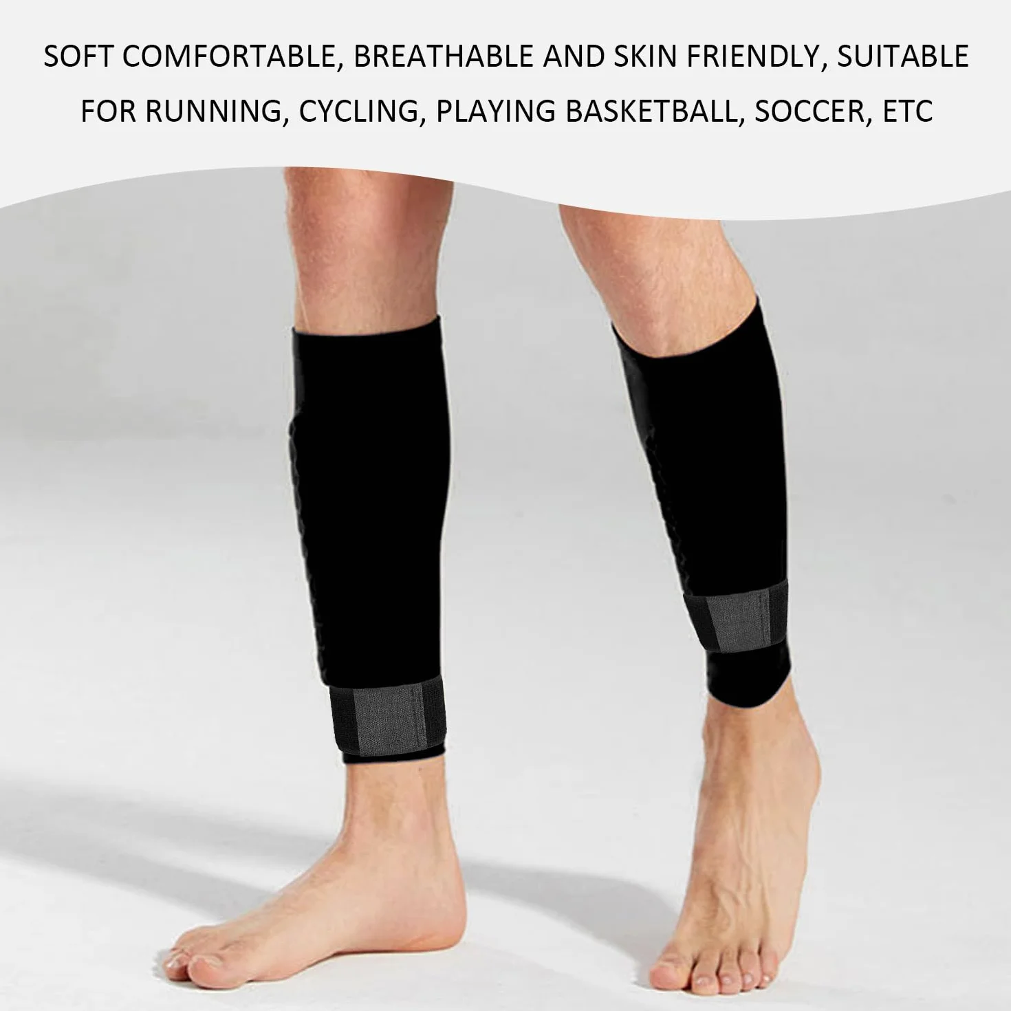 1 Par De Protectores para Piernas Y 2 Piezas De Correas para Piernas, Calentadores Anticolisión, Calentadores Elásticos para Piernas, Adecuados para Correr, Fútbol, ​​Montañismo Y Ciclismo