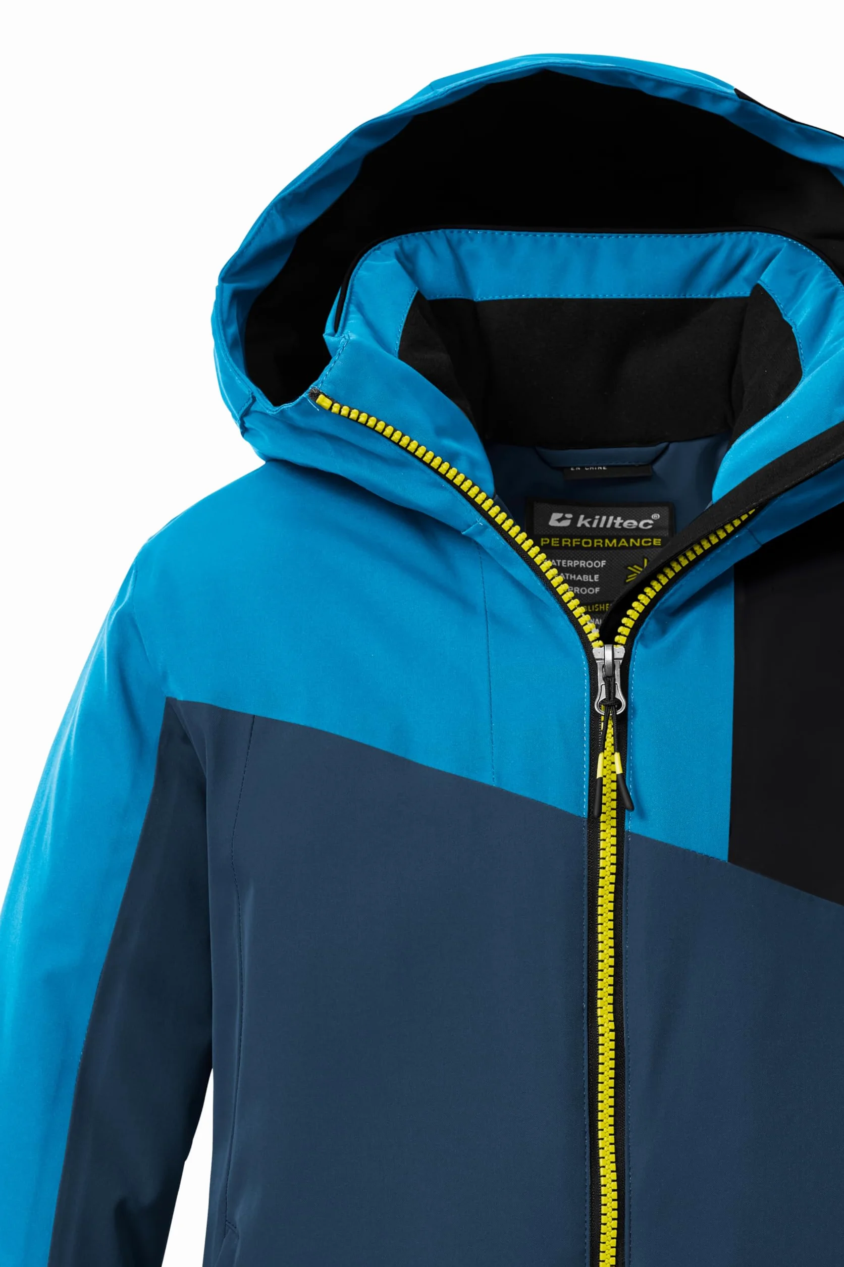 Killtec KSW 192 BYS SKI JCKT - Chaqueta de esquí con capucha y paranieves para niño, color azul oscuro/azul cielo, 152, 43475-000