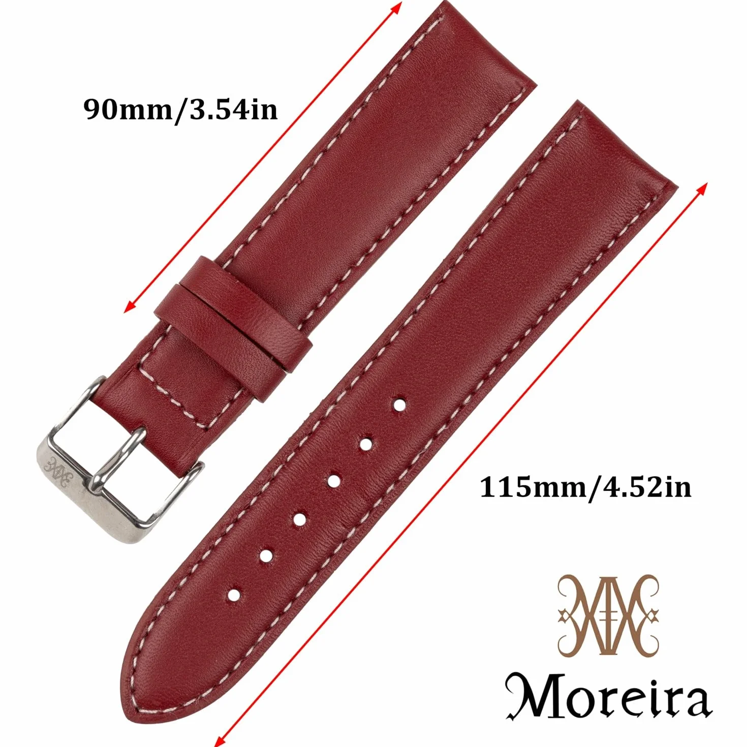 Moreira Correa de Reloj de Piel Hecha en España – Cuero Genuino Artesanal, Pasador Tradicional con Herramienta, Hebilla de Acero Inoxidable, Disponible en 14mm 16mm 18mm 20mm 22mm 24mm, Hombre y Mujer