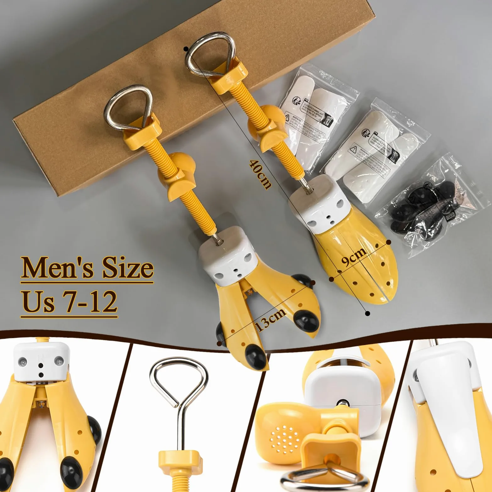 Estirador de zapatos de pies anchos para hombres y mujeres, expansor de zapatos de 4 vías, longitud ajustable, ancho y altura para puntera y empeine grueso