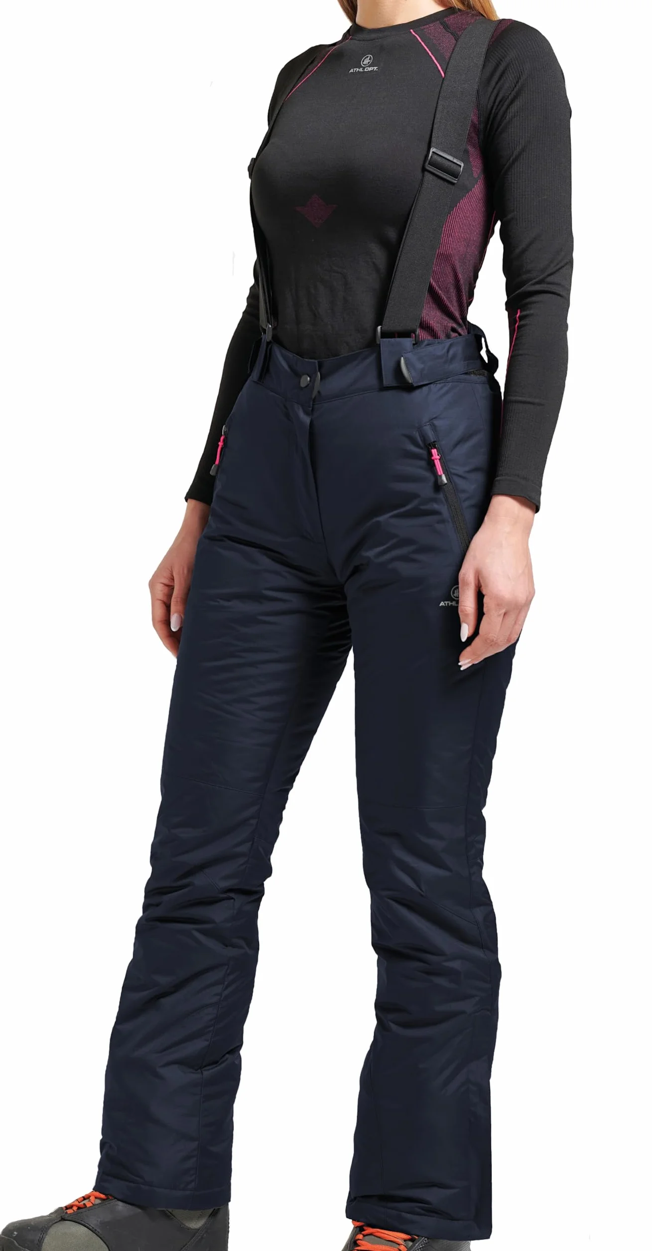 Pantalones de esquí para mujer, impermeables, 5000 mm, con tirantes desmontables