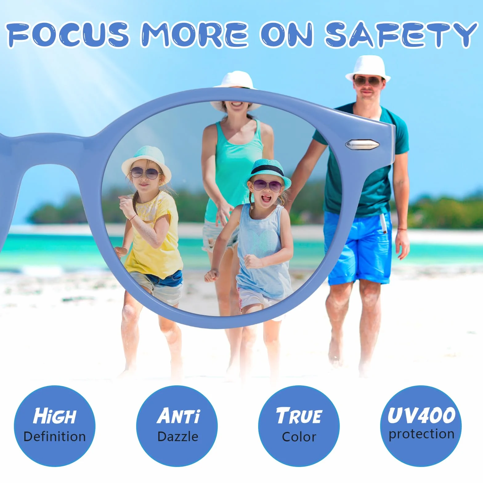 Gafas de Sol Infantiles Polarizadas UV400 Protección Rayos Flexible con Correa - 3-10 Años