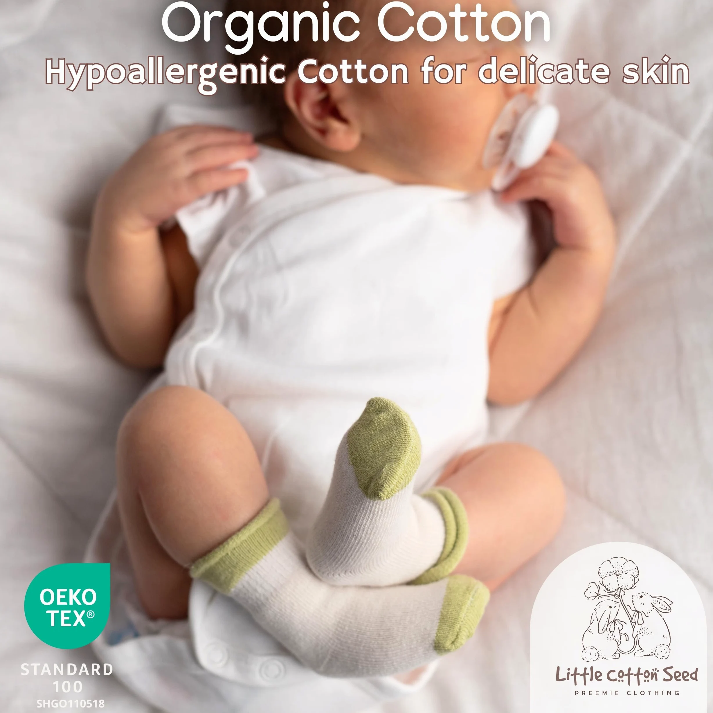 Calcetines básicos para bebés y niños recién nacidos (6 paquetes) – Calcetines prematuros de algodón orgánico – imprescindibles para pies pequeños
