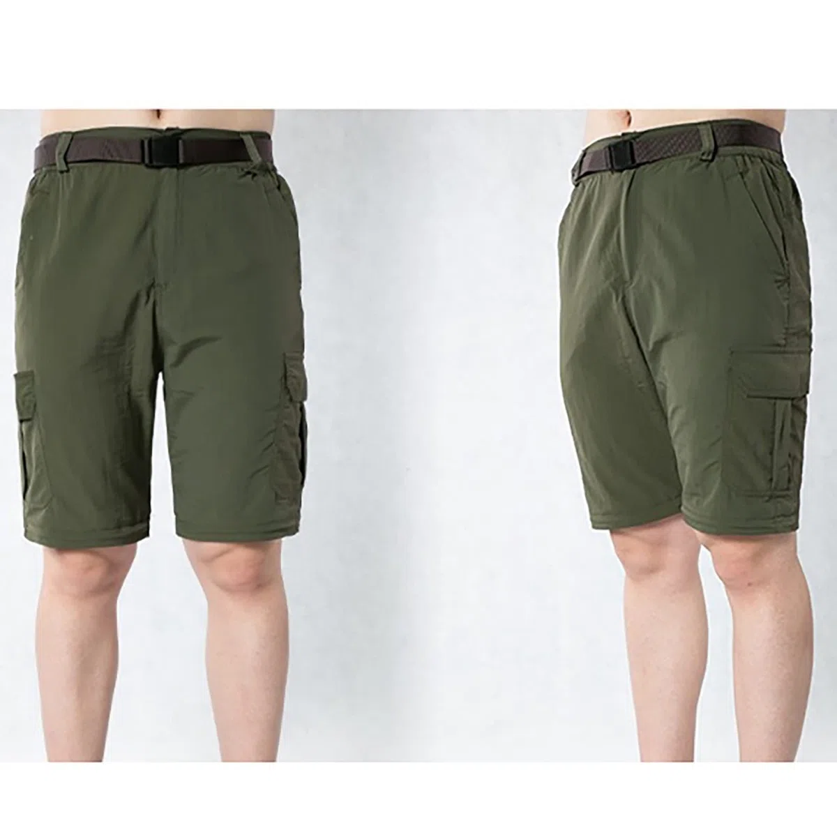 Hombres Pantalones de Senderismo Convertibles Impermeable Zip Off Pantalones de Escalada Secado Rápido (Size:XXL,Color:Verde)