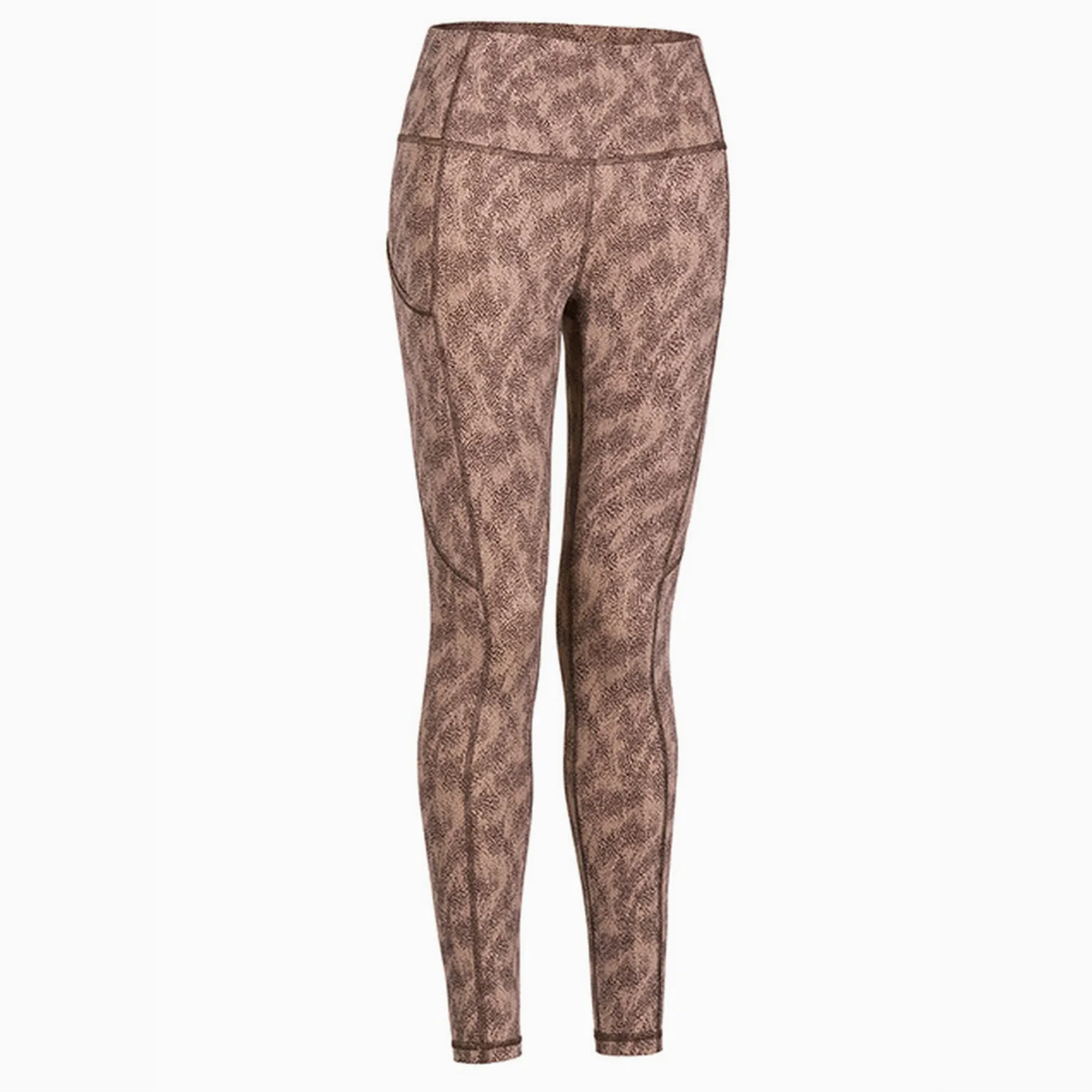 Polainas Impermeables Pantalones de yoga de cintura alta de las mujeres con bolsillos desnudos sentimientos de entrenamiento Leggings Polainas Trail Running ( Color : Litchi grain39 , Size : X-Small )