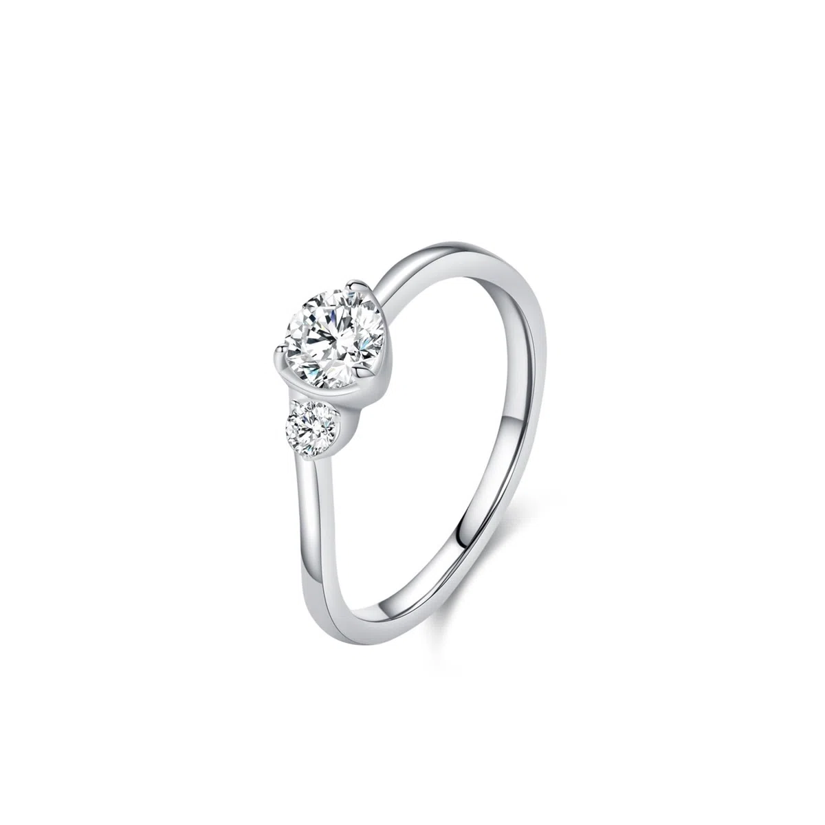 Anillo de oro para mujer, oro blanco, alianzas solitarias con diamante cultivado en laboratorio de 0,5 quilates, anillo de boda de oro real para mujer