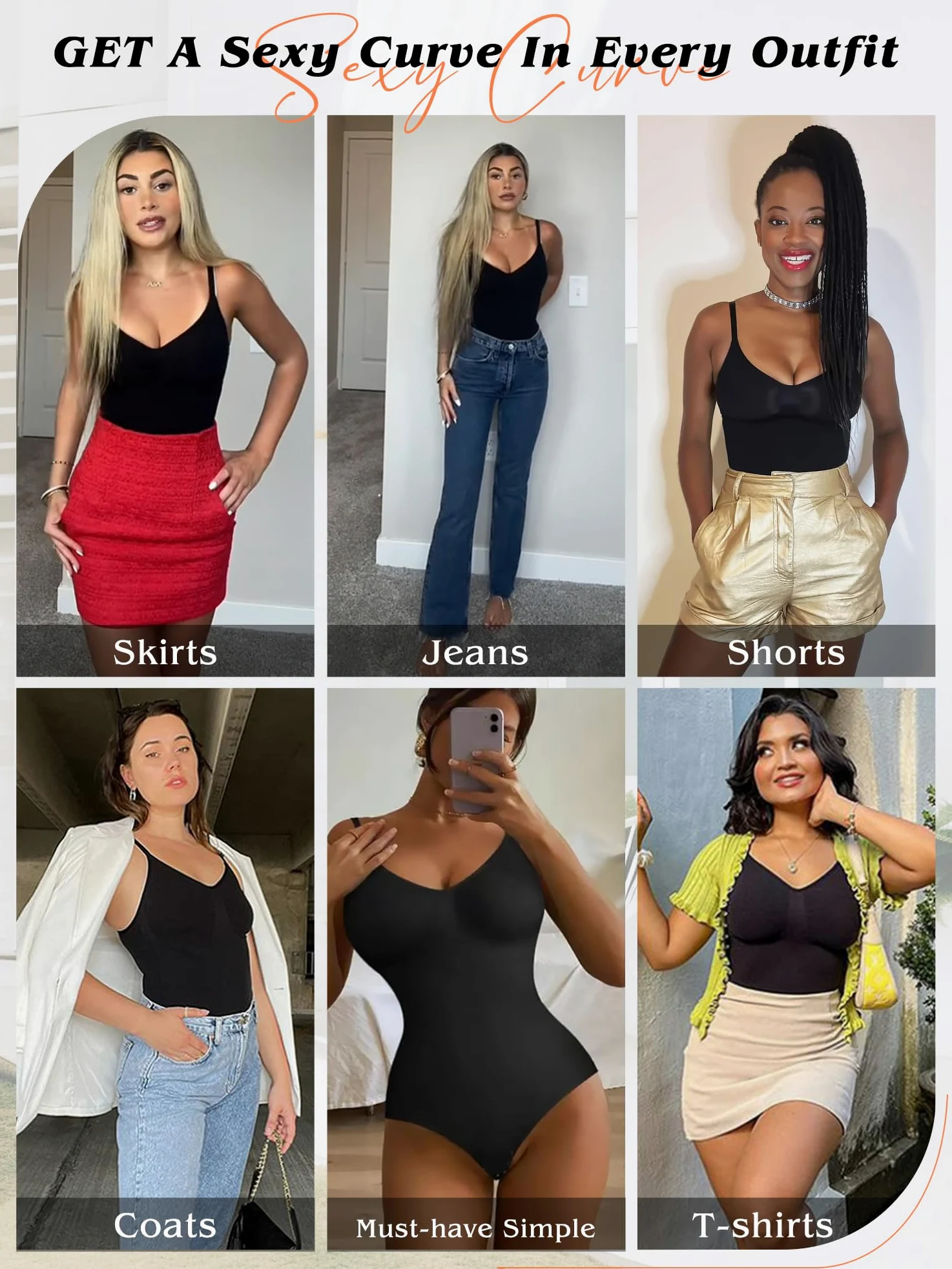 Atbuty Body de muslo medio, moldeador de cuerpo completo, torso corto para mujer, control de abdomen, esculpido sin costuras, moldeador de cuerpo pequeño