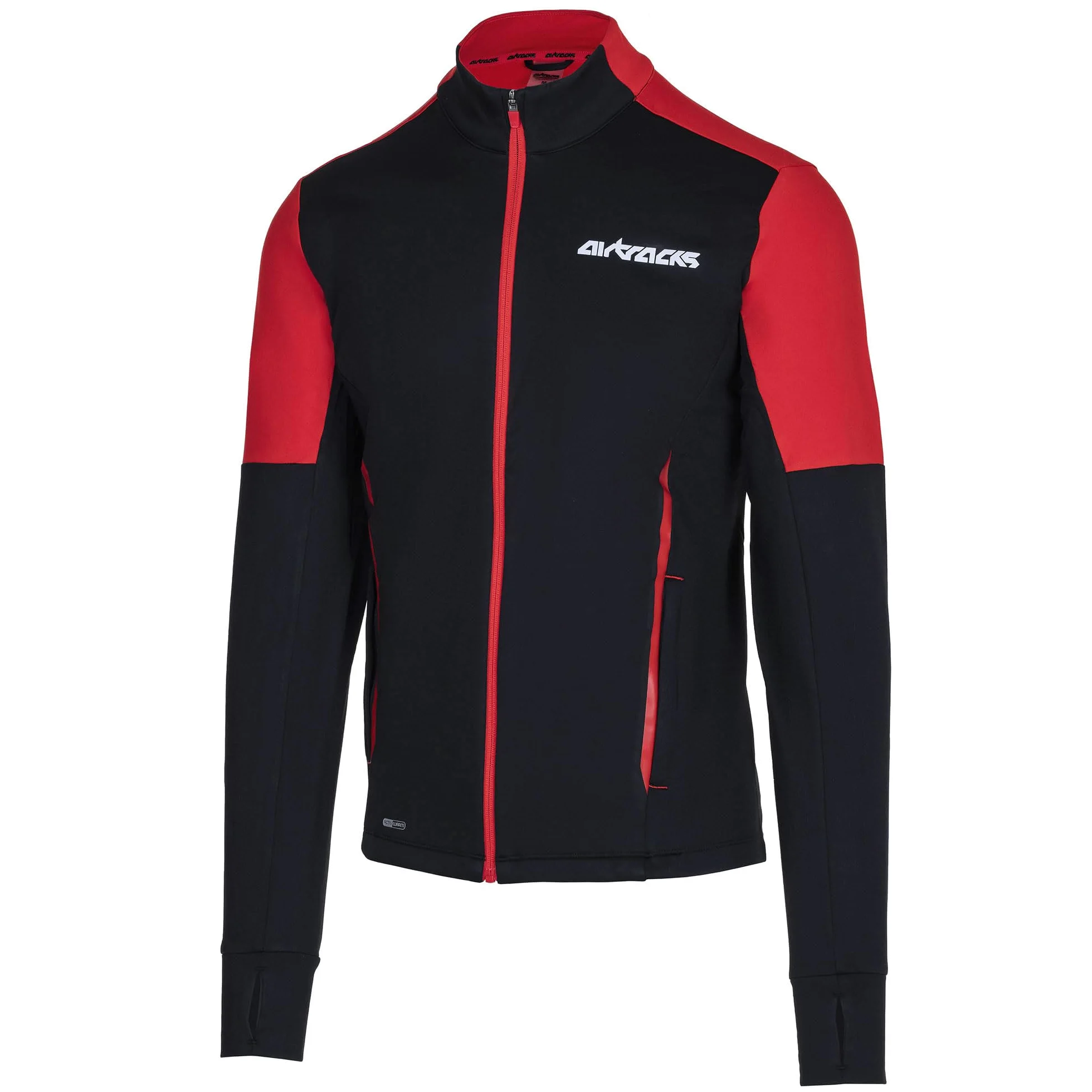 Airtracks Camiseta de manga larga para hombre de invierno, manga larga, térmica, de forro polar, resistente al viento, transpirable, reflectante, cremallera completa