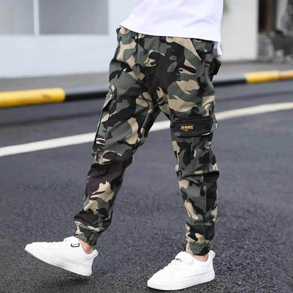 Pantalones Cargo Uniforme Escolar para Niños Cintura Elástica 6-14 Años