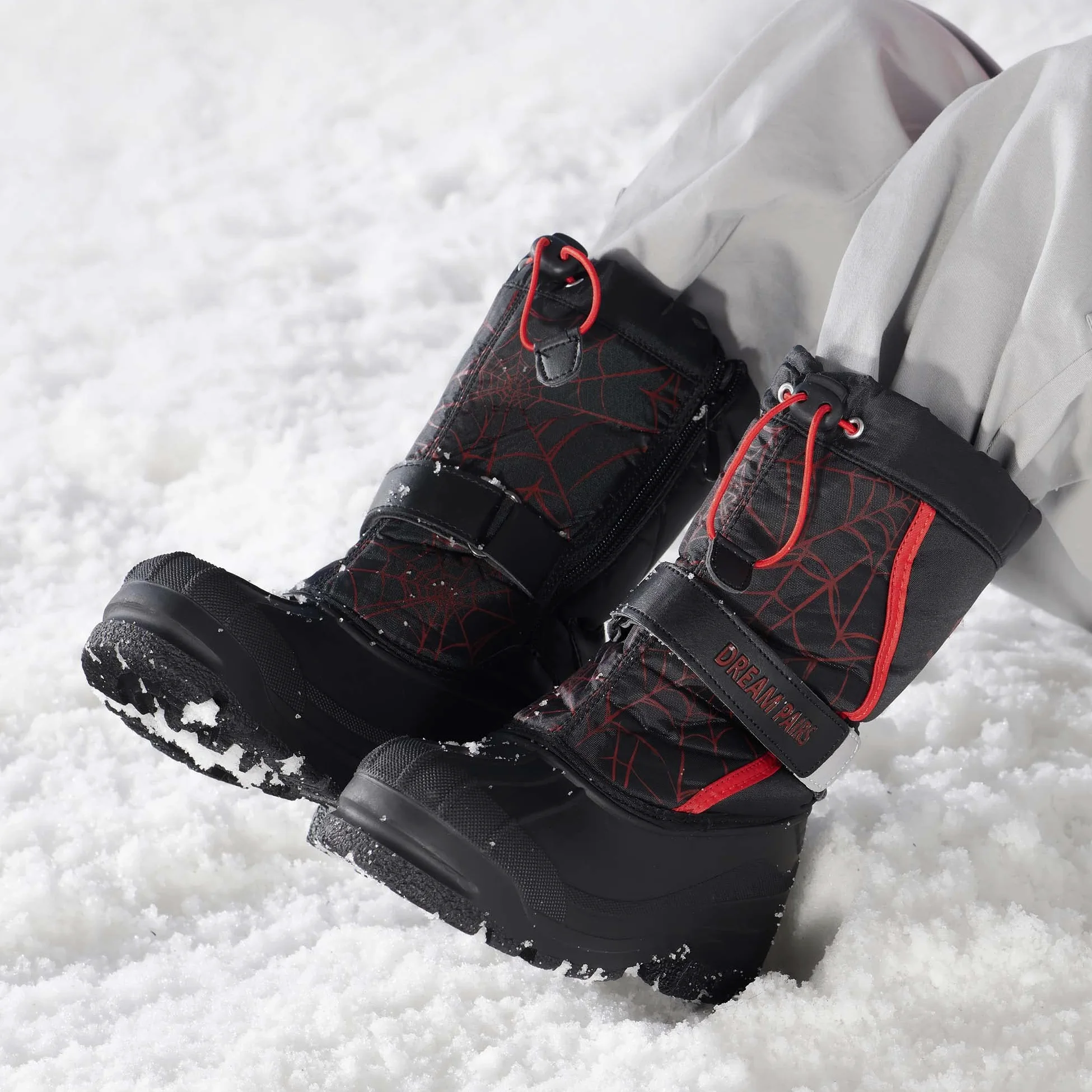 DREAM PAIRS Kids Botas de Nieve Invierno Ninos con Forro Calido Zapatos de Senderismo con Cordones Impermeables Acolchados Pesados KAMICK