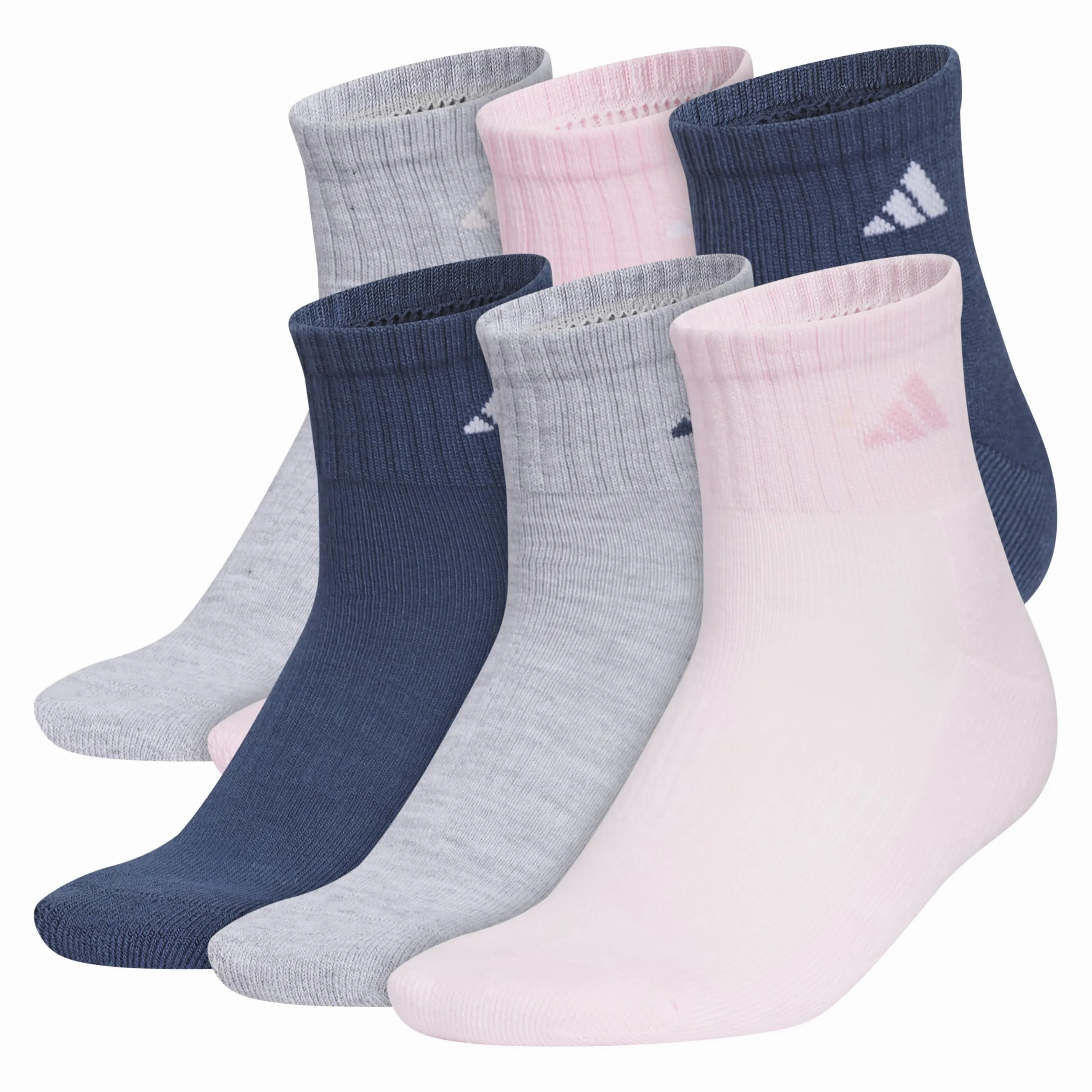 adidas Ankle Socks, Athletic Cushioned Quarter Fit, 6-pack, Durable, Comfortable, Cooling, With Compression Calcetín de cuarto Mujer (Pack de 6)