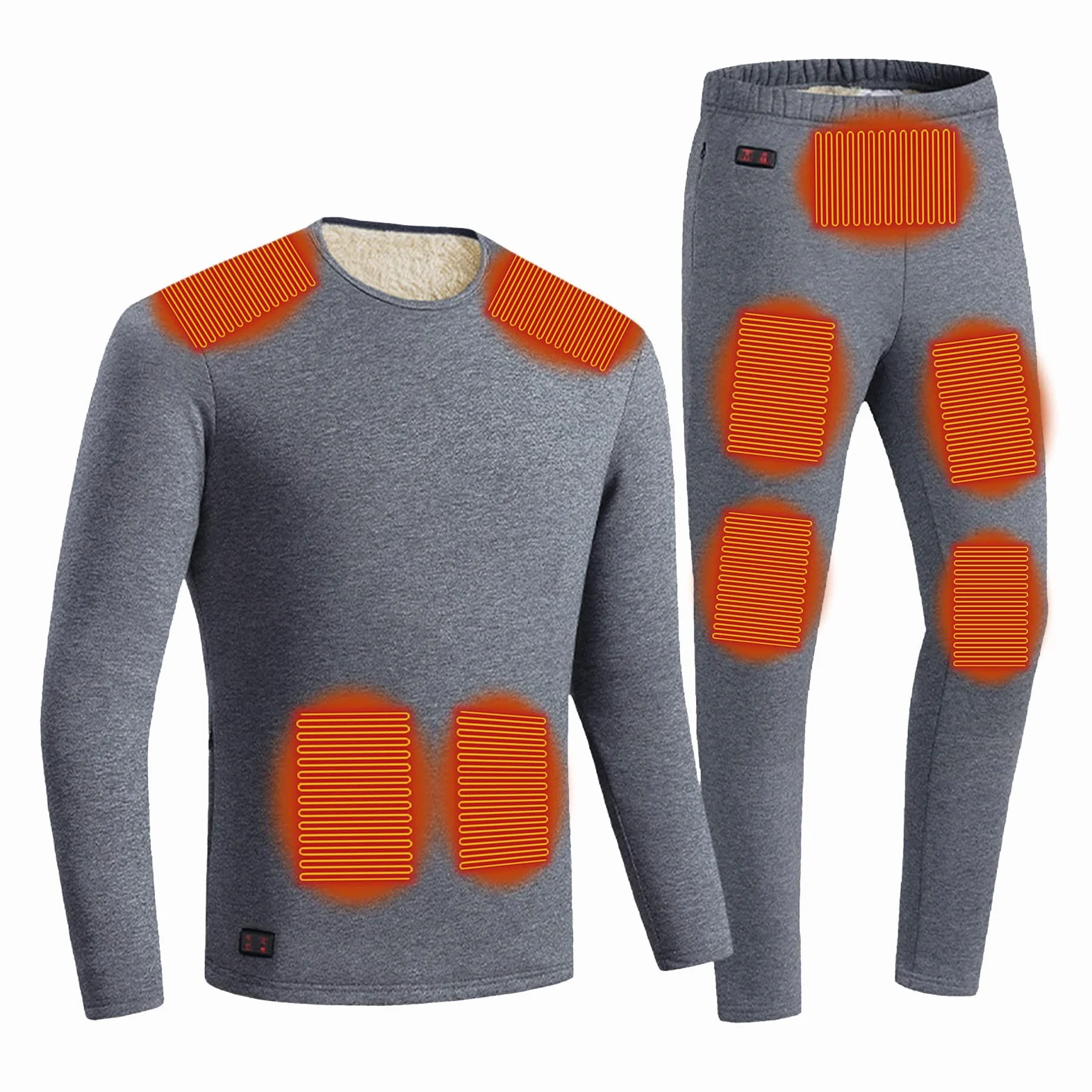 NUSGEAR 2022 Conjunto de Ropa Interior Térmica Calefactables para Hombre Mujer Ropa Térmica Eléctrico Ciclismo Esquí Set de Ropa con 3 Configuraciones de Calor Lavable Camiseta y Pantalón