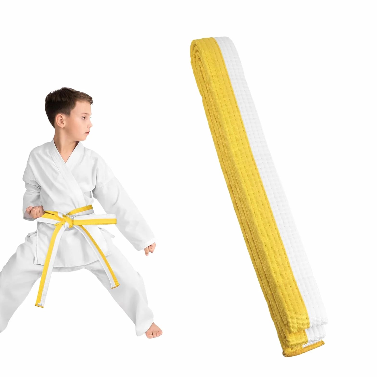 Cinturón de Judo Blanco Amarillo 260 cm Karate Taekwondo Aikido Wushu