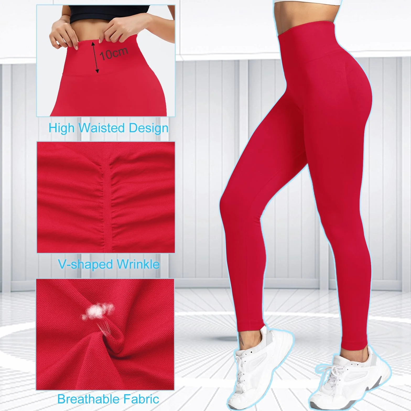 Lishang Leggings Deportivos Mujer Push Up Mallas Anticeluliticos Cintura Alta Pantalones Elástico Opaco Deportivas Scrunch Butt Leggins para Fitness Yoga Running