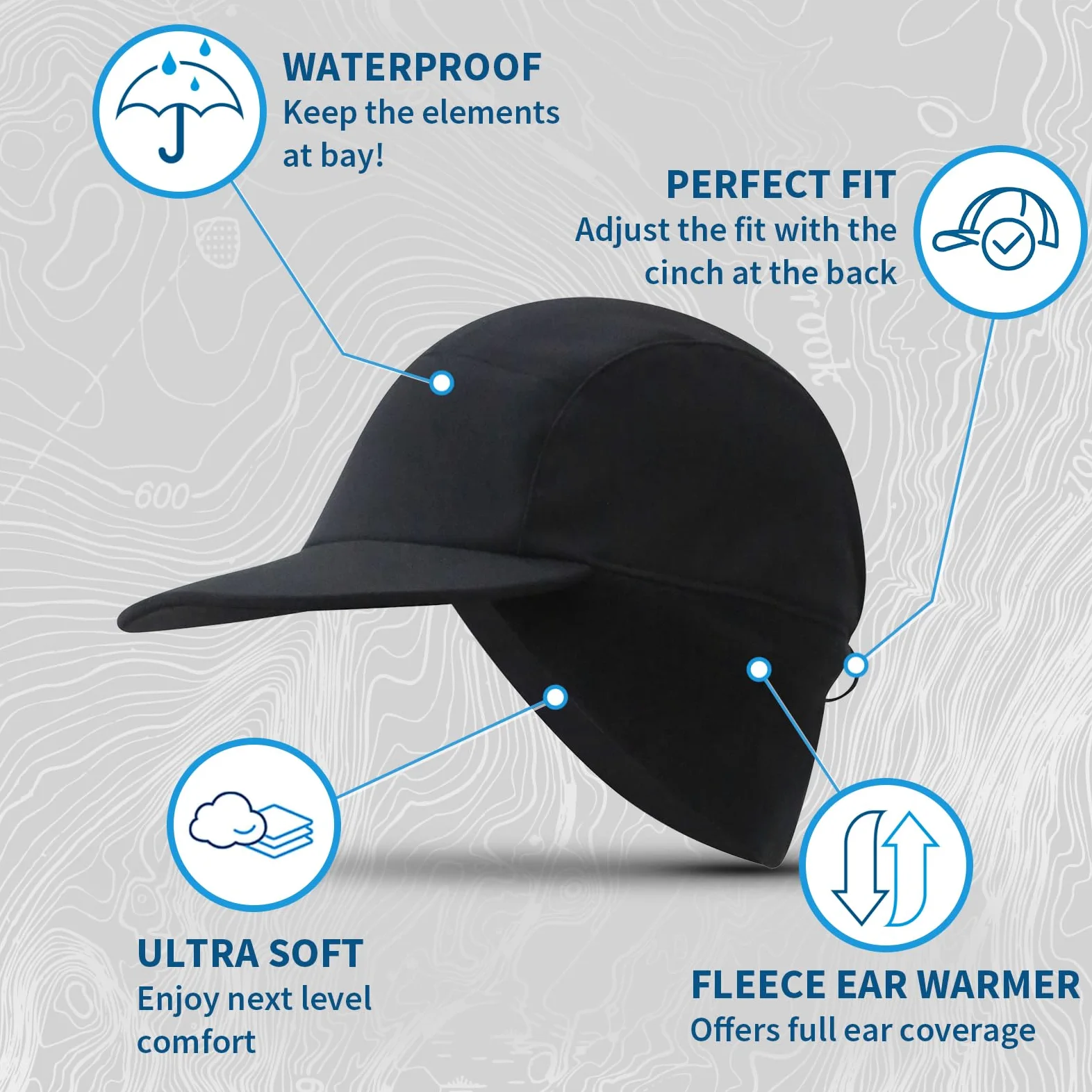 TrailHeads Sombrero de lluvia para mujer, sombrero de cola de caballo de invierno, sombreros impermeables para correr, senderismo, Storm Runner
