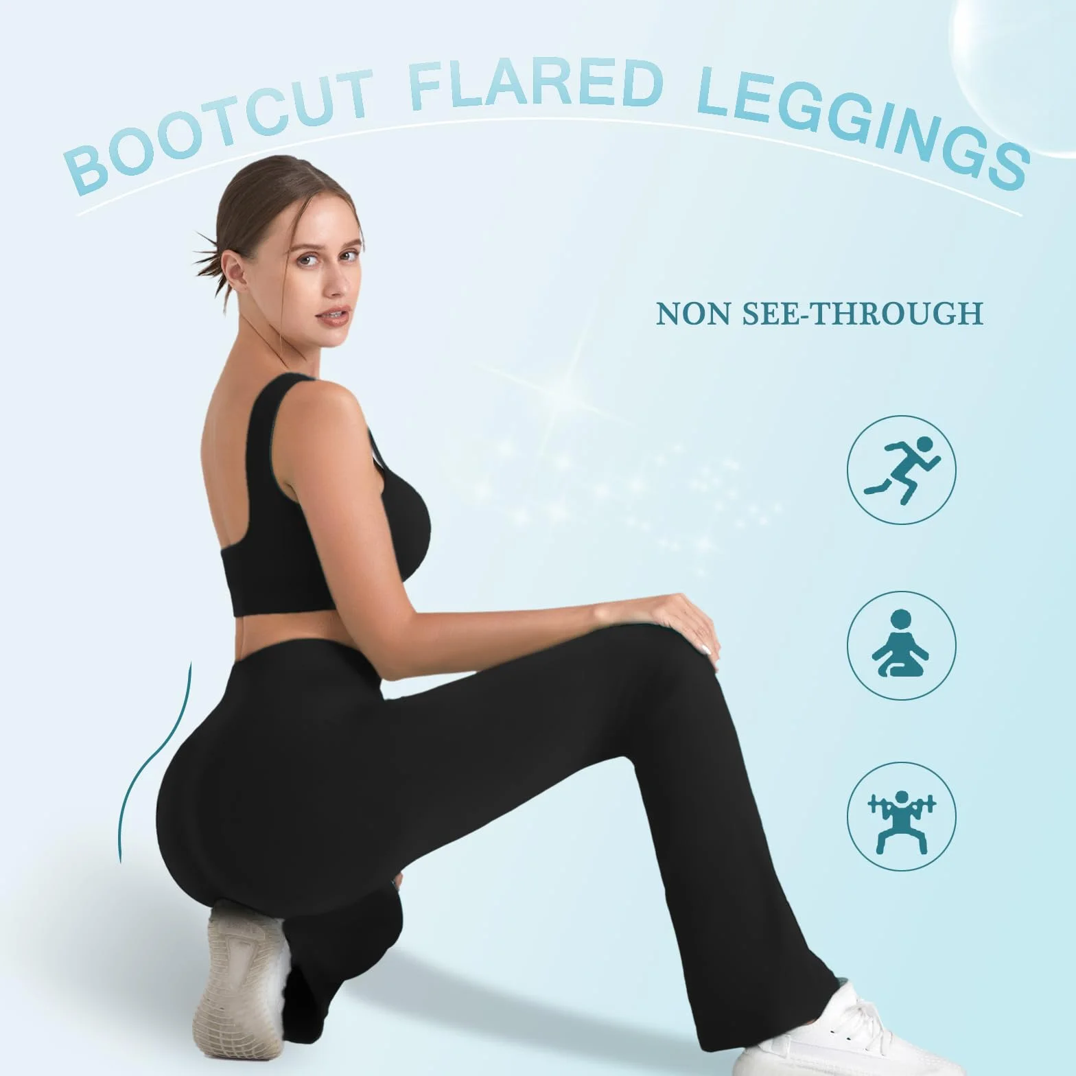 Pantalones Campana Mujer Cintura Alta Mallas Deportivas Push Up Pantalones de Yoga Pants Casual Mujer Elasticos Acampanados Flared Leggins Deportivos Danza Fitness