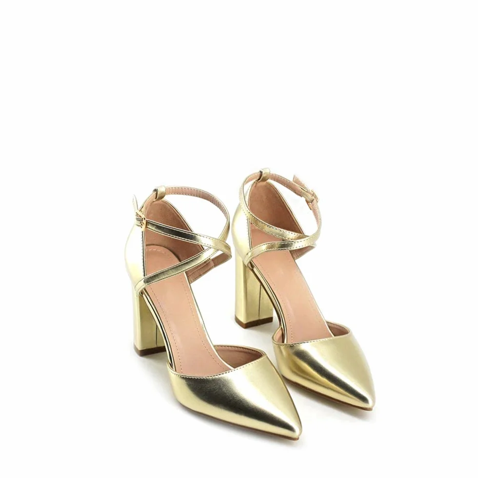 MODELISA Zapatos De Tacón Ancho Salón PU Fiesta Boda Mujer
