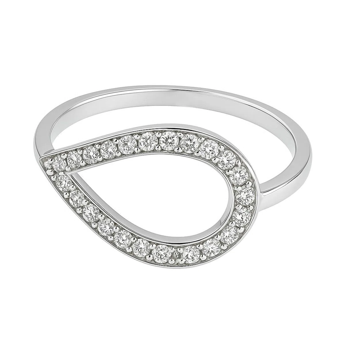 Anillos de boda de oro blanco de 9 quilates, 14 quilates y 18 quilates para mujer, anillos de compromiso con gota de agua con diamantes