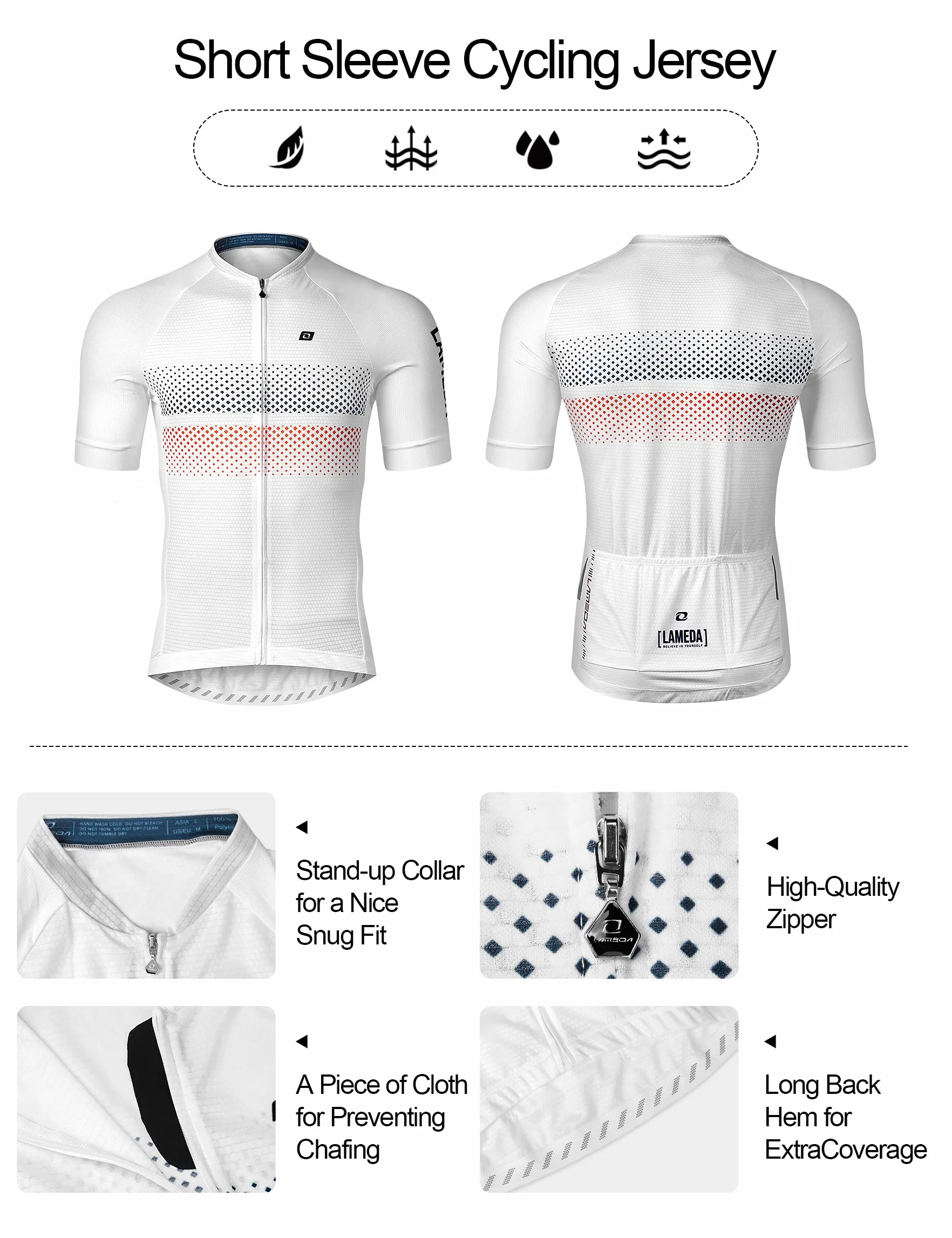 LAMEDA Maillot Ciclismo Hombre Verano Poliéster 100% Transpirable