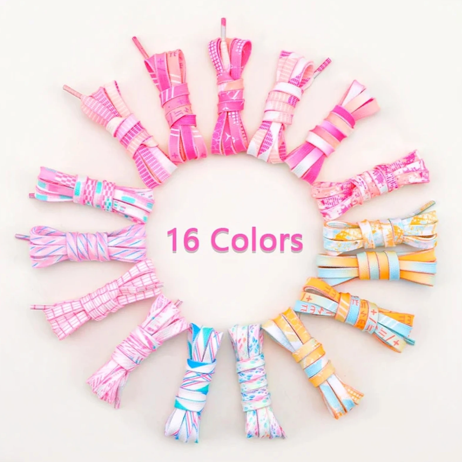 5 pares de cordones planos for zapatillas deportivas, personalizados con efecto tie-dye arcoíris Para Zapatos Casuales