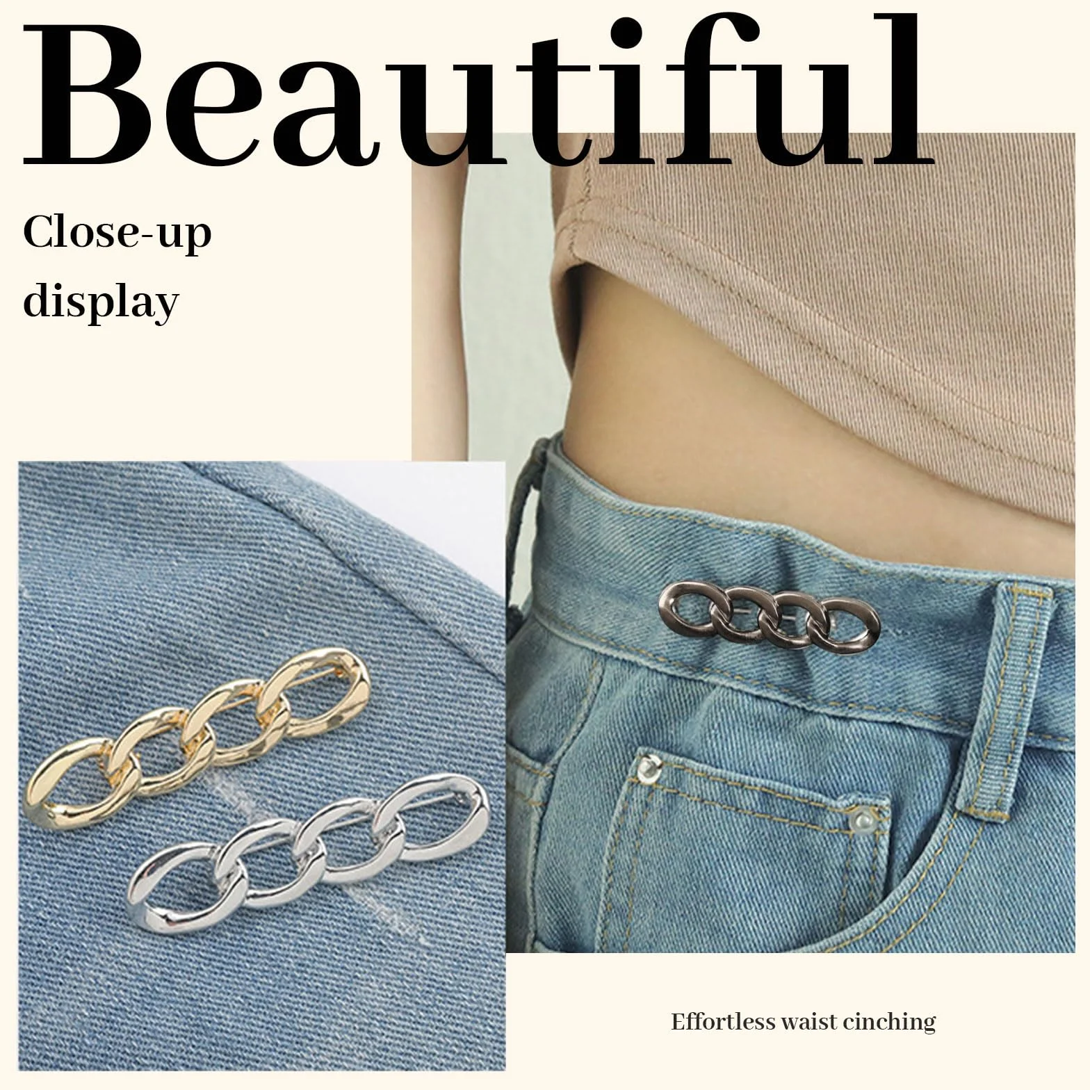 LunarCharm 6 Piezas Clips Ajustables para Cintura, Prácticos Ajustadores de Cintura y Clips para Ajustar Pantalones, Ideal para Botones de Jeans Ajustables