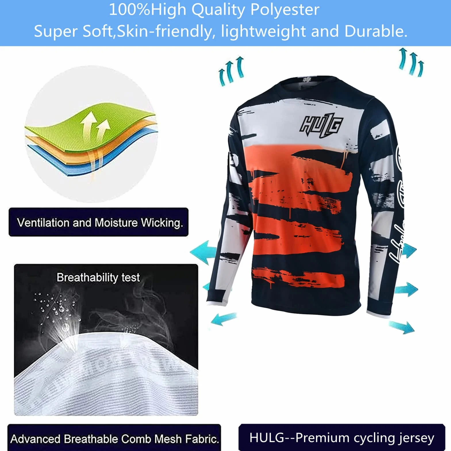 Manga Larga Jersey de Ciclismo MTB Bici Carretera Ropa Bicicleta Hombre Unisex Equipación Motocross