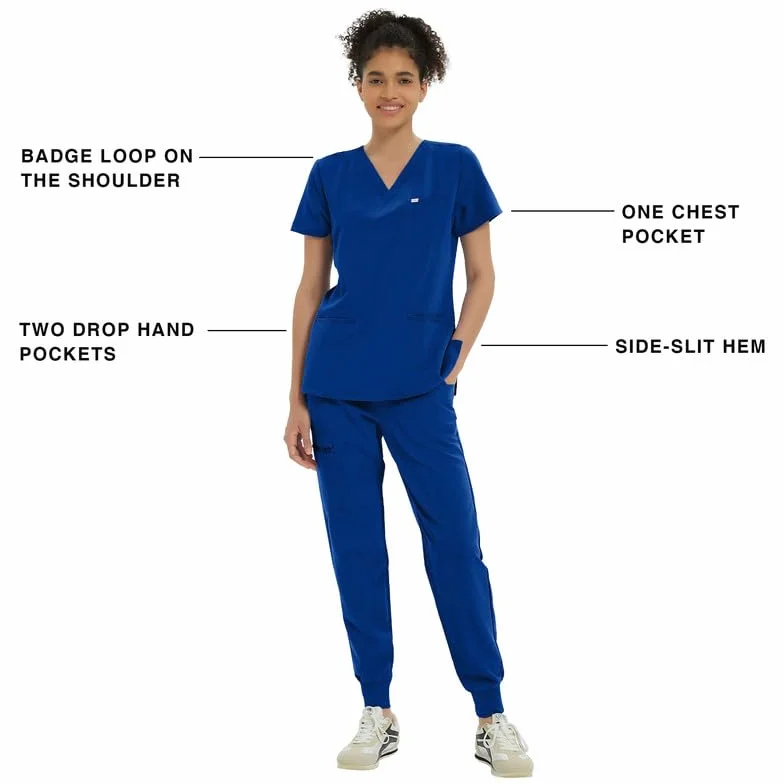 Kitmaz Uniforme Médico Para Mujeres - Camisas Elásticas Suaves con Escote en V y 3 Bolsillos