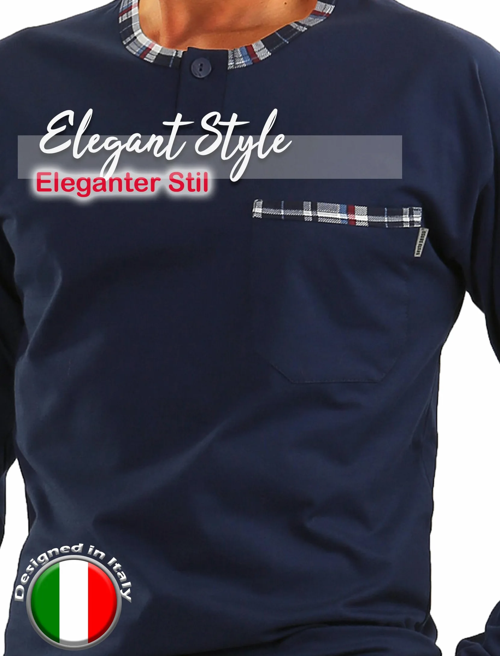 Sesto Senso Pijama Hombre Largo Invierno Clásico Algodon 2 Piezas Ropa De Dormir Conjunto Camisa Manga Larga Pantalones Largos 4XL Jasiek 2188/06