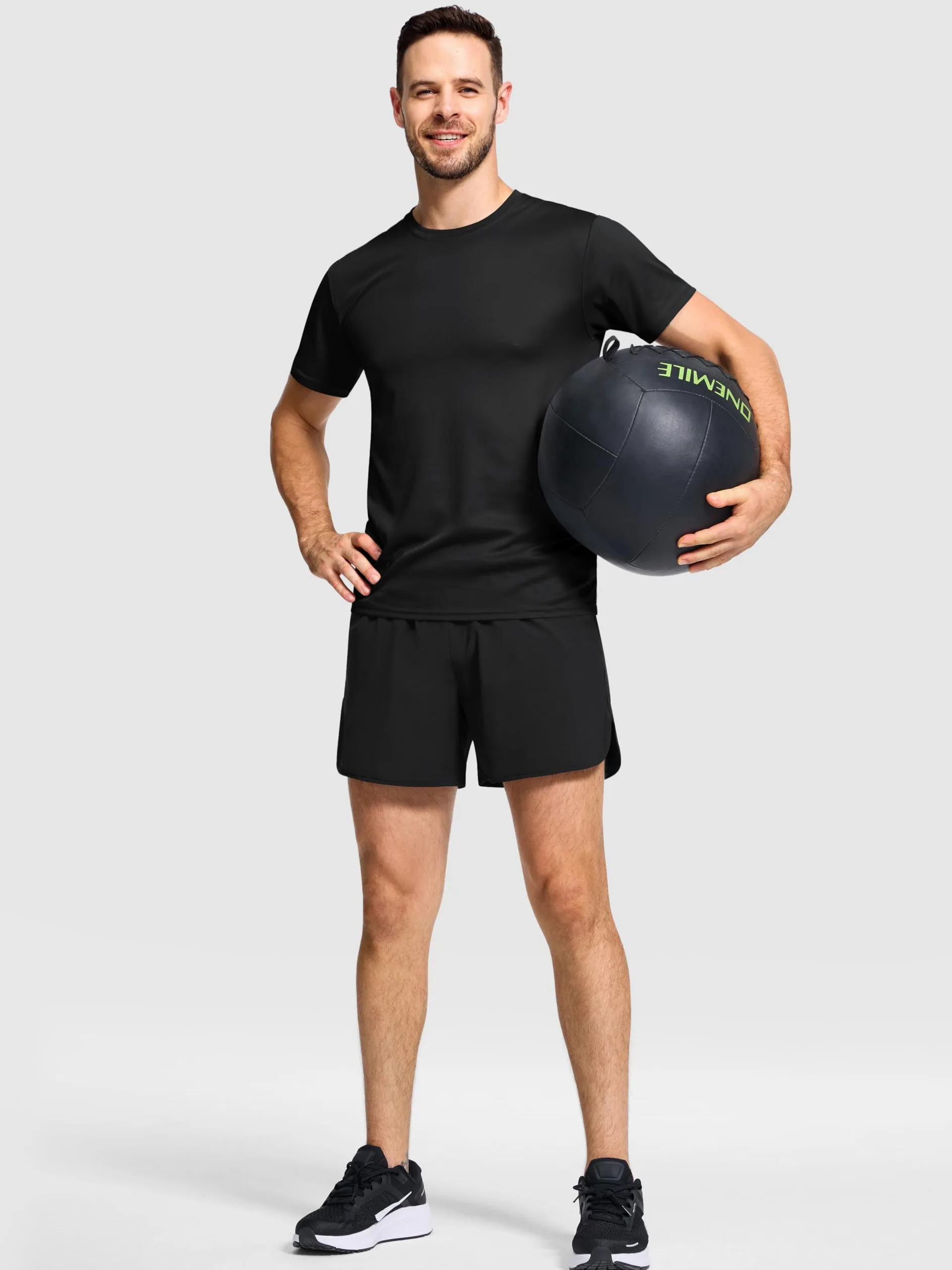 Paquete de 5 camisetas deportivas para hombre, absorben la humedad, de secado rápido, de manga corta, transpirables, activas, para gimnasio, correr, camisetas lisas de cuello redondo