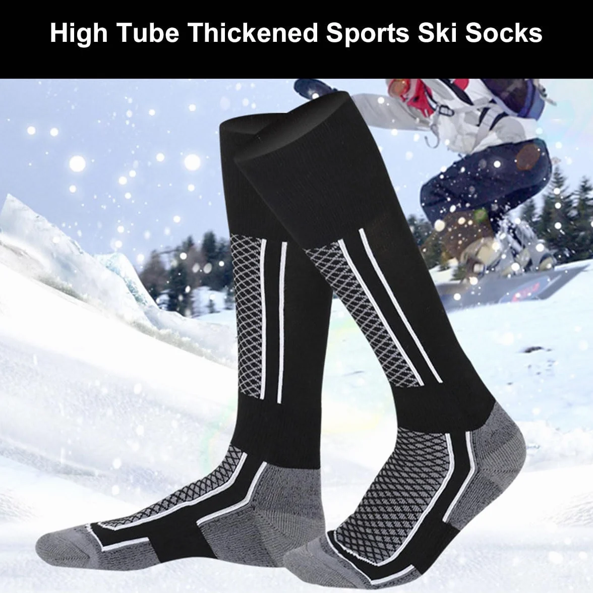 Calcetines de Esquí TérmicosCalcetines Altos De Compresión Para Snowboard Calcetines Termicos Frio Extremo Gruesos Hasta La Rodilla Para Clima Frío