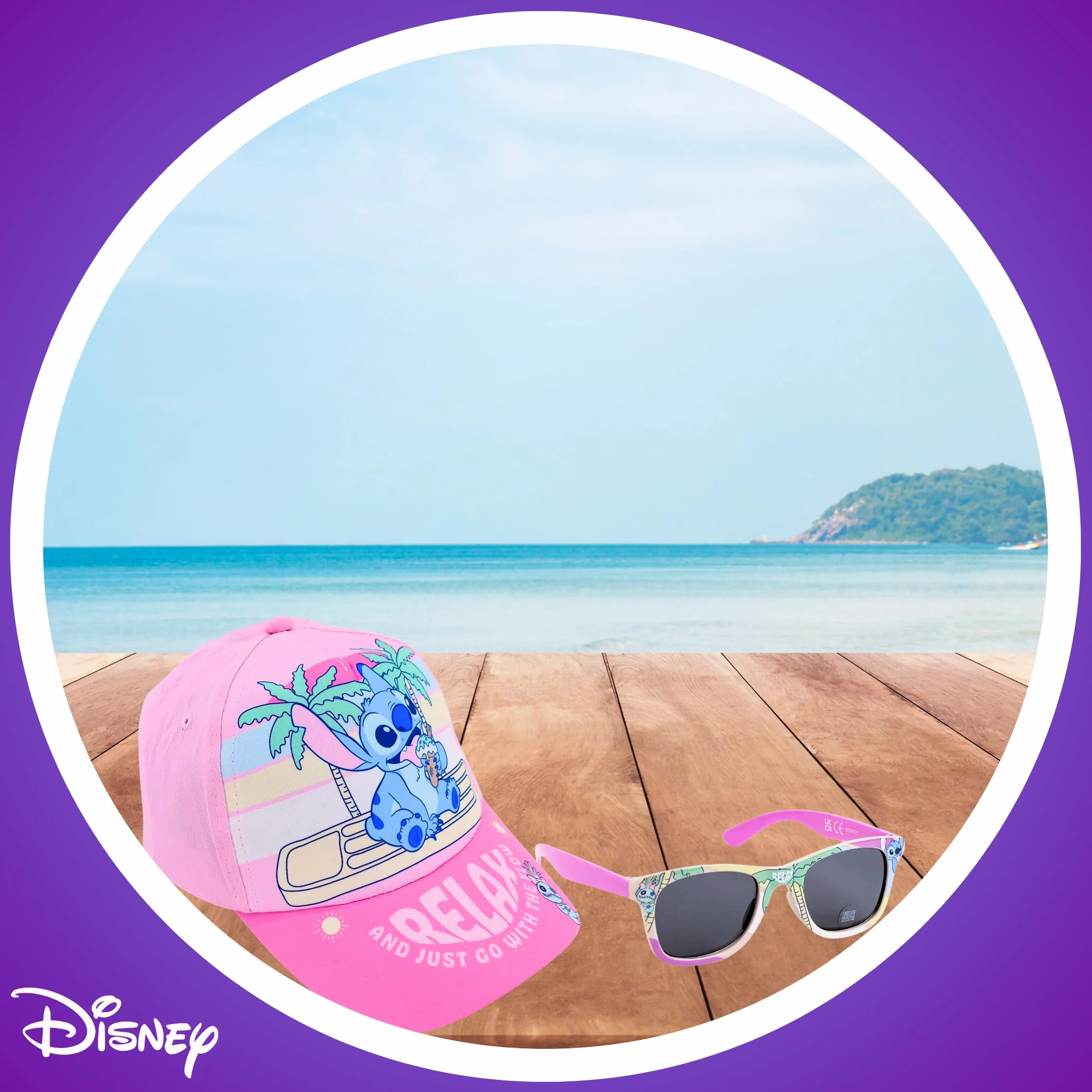 Disney Stitch Gorra y Gafas de Sol Protección UV para Niñas - Verano Beisbol Infantil