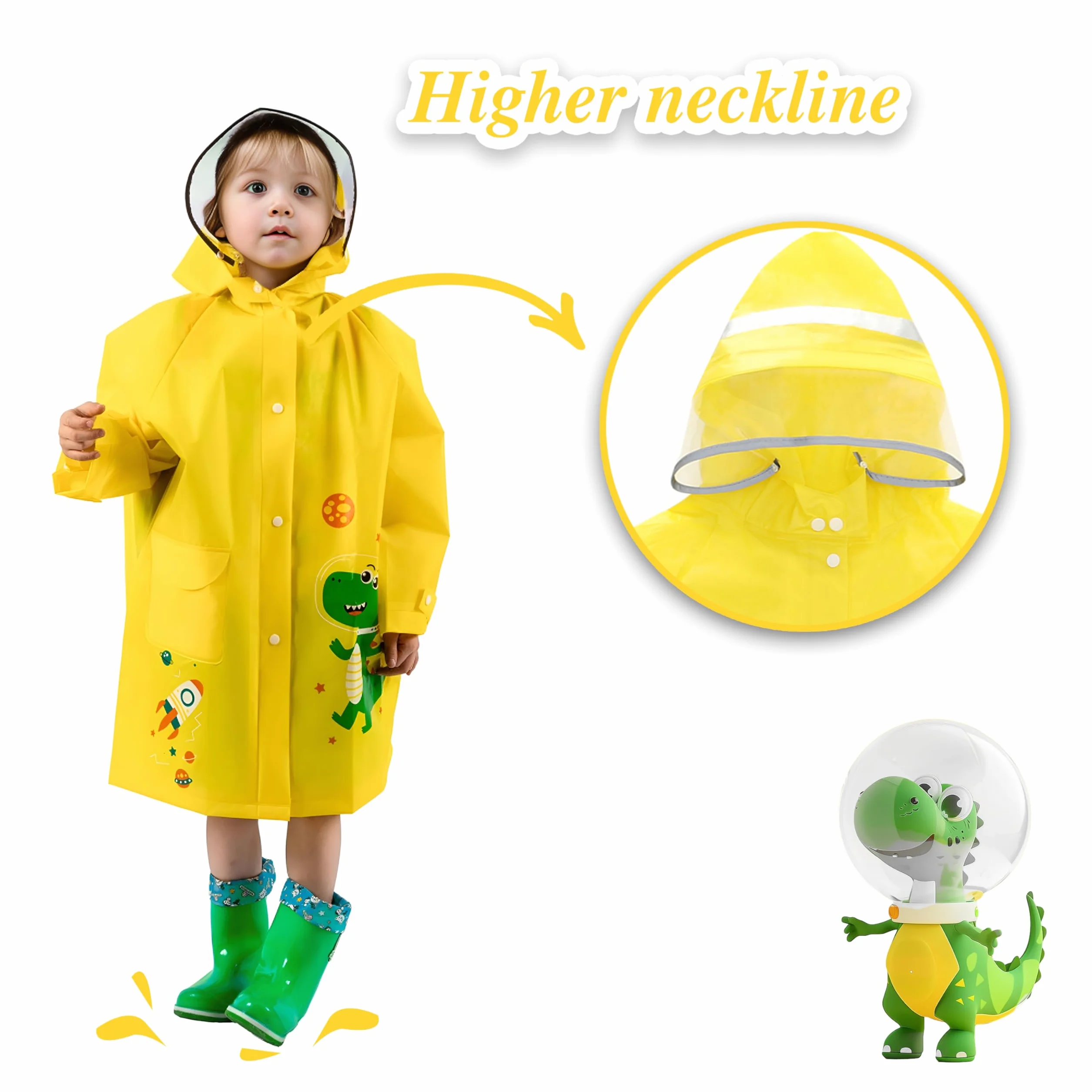 Chubasquero Ligero Niños Niñas, Impermeable EVA Poncho de Lluvia Reutilizable con Funda para Mochila de Dibujos Animados, Deportivo, Unisex, 1-12 Años, S M L XL