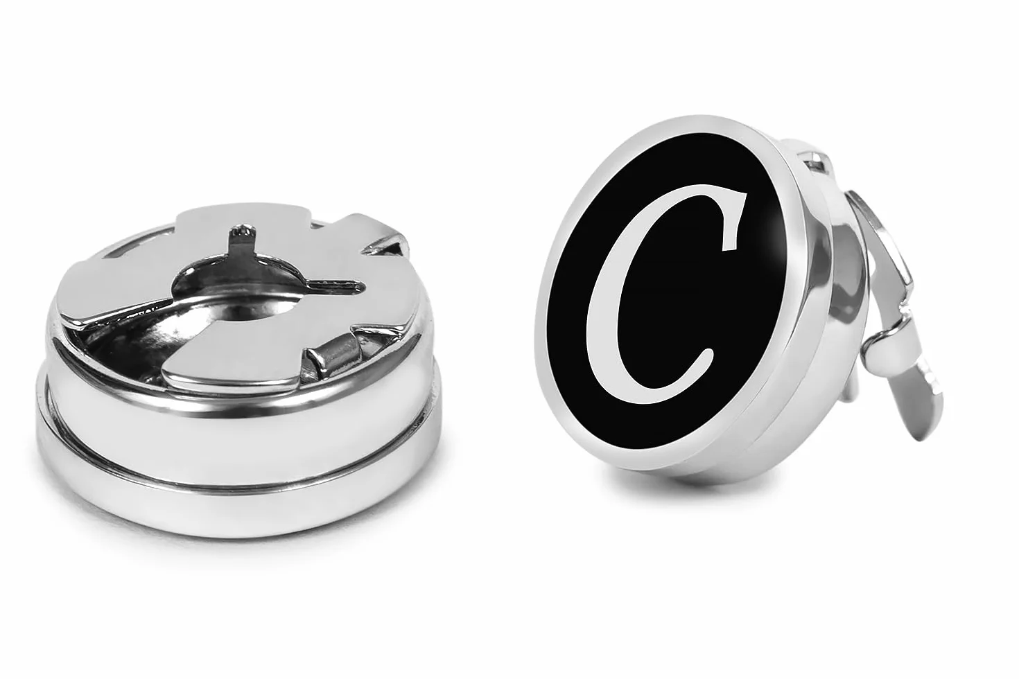 MEDIO PAR Cubrebotón Letra Negro Regalo Padrino Cubrebotones Gemelos Originales Camisas Hombres Bodas Eventos