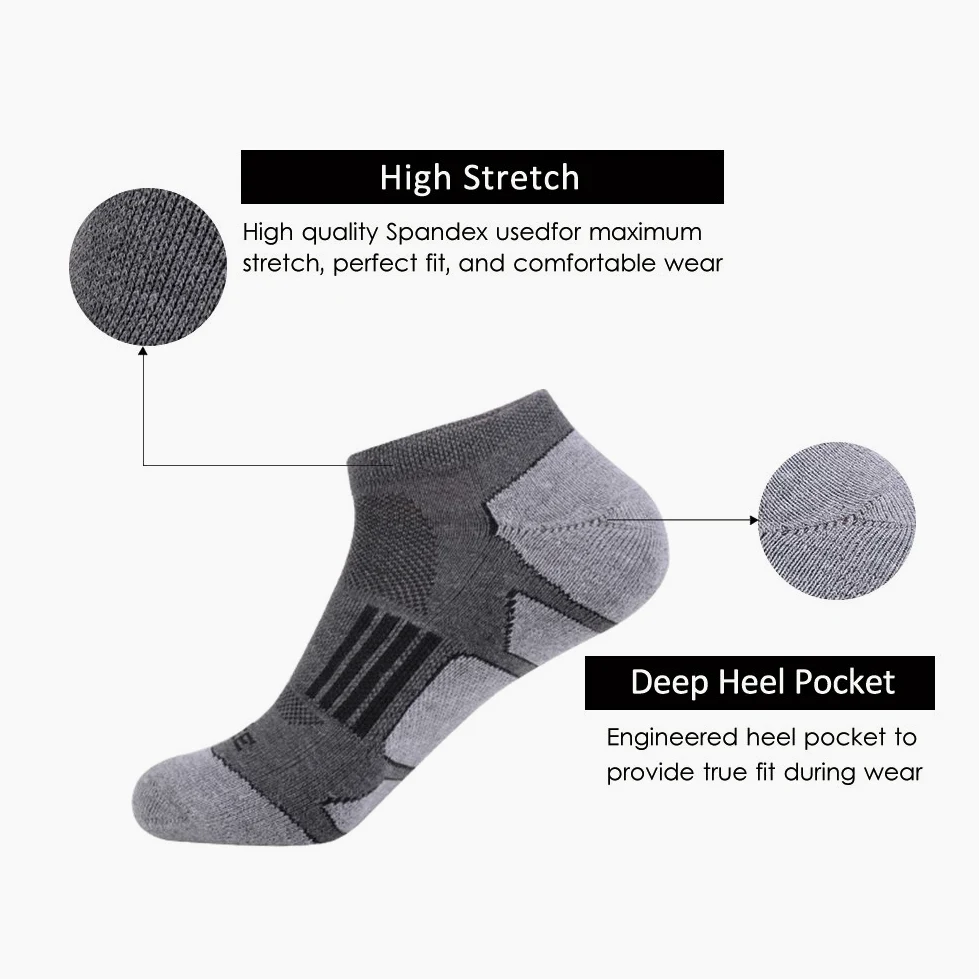 JOYNÉE Calcetines deportivos para correr para hombre, 6 unidades, acolchados, de corte bajo, Grey 1(6 Pares), Shoe Size: 6-12