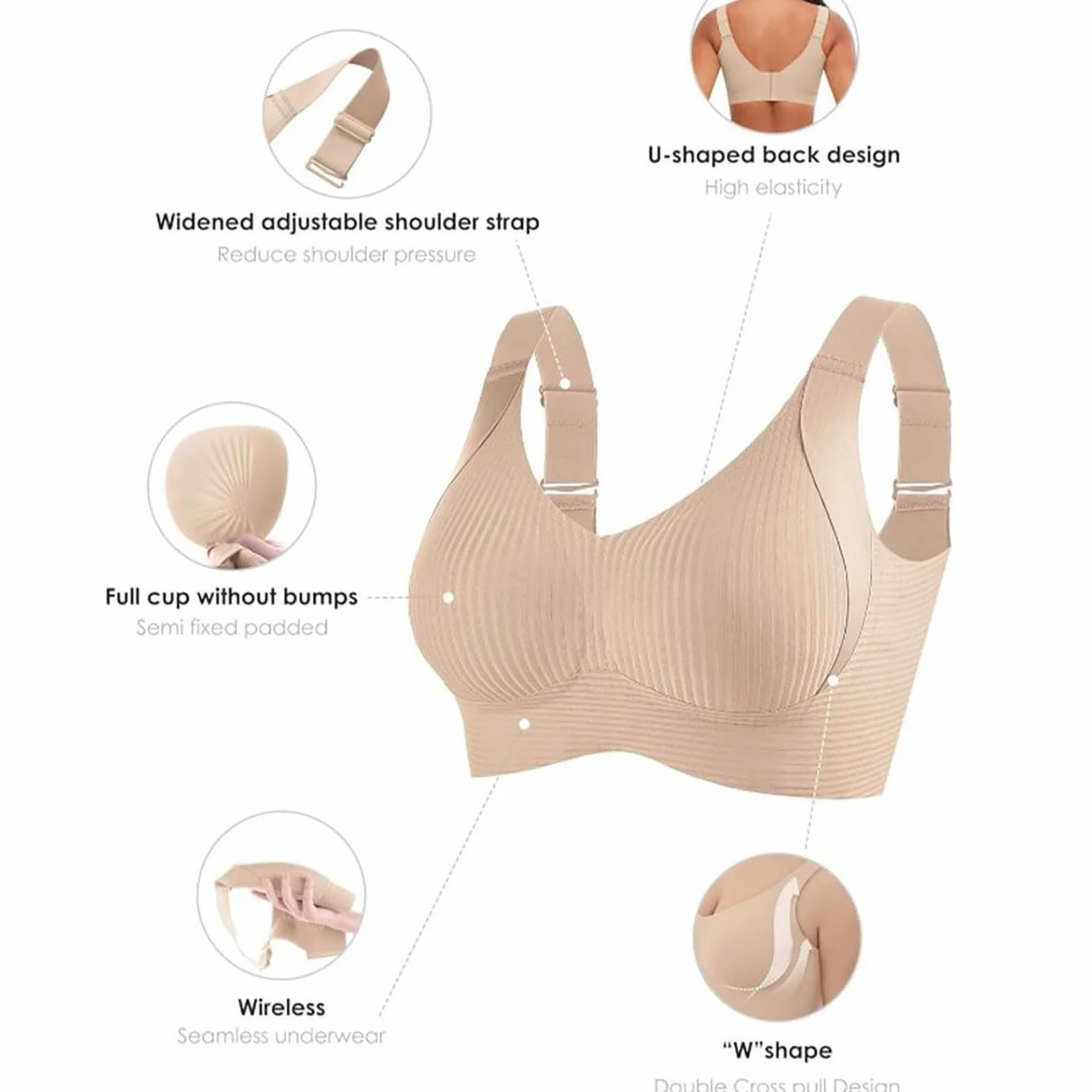 Sujetadores Confort para Mujer UK Deportes Push Up Sin Costuras Paquete de 3 Inalámbrico Acanalado Pechos Grandes Caídos Tops para Mujer Mayor Soporte Deportivo Levantamiento Comodidad Ajustable Alto