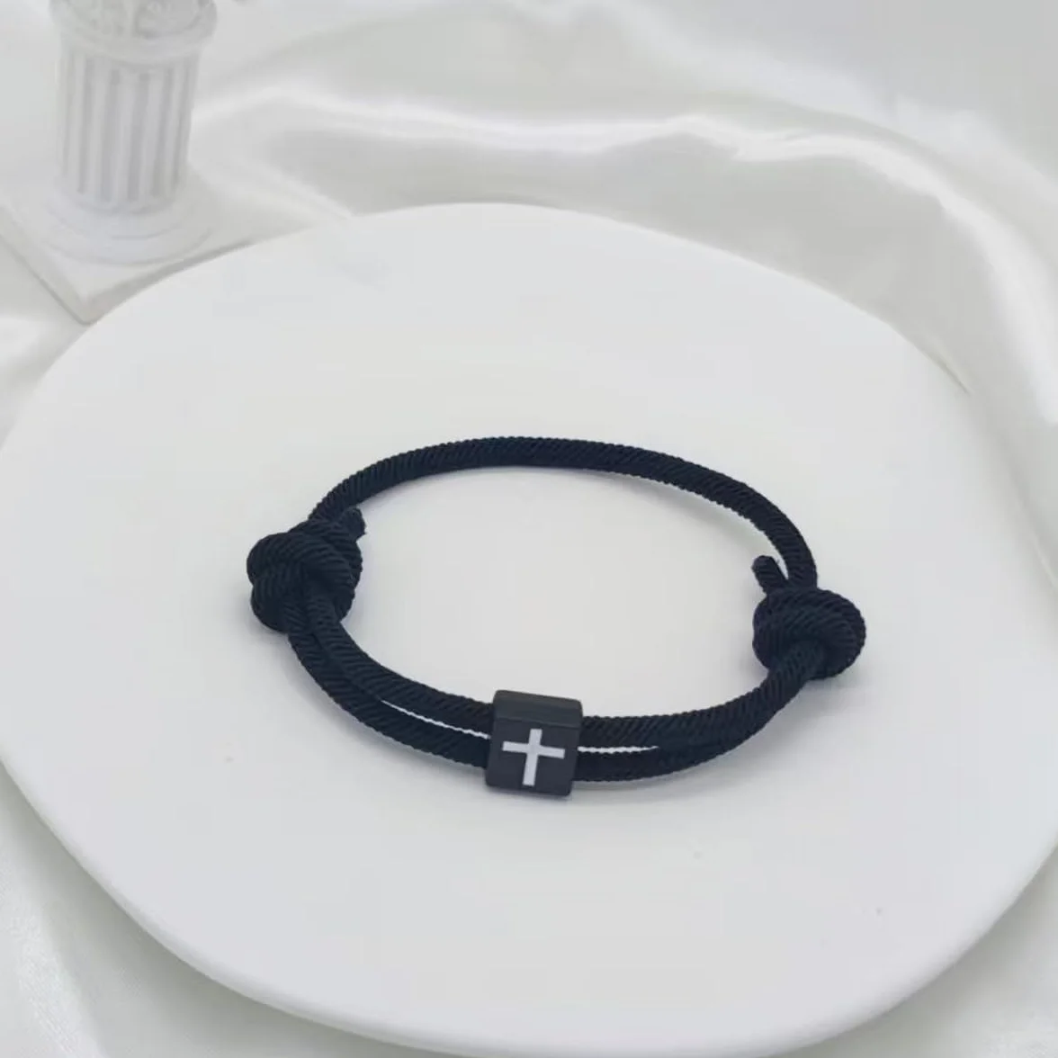 Pulsera cristiana con cruz ajustable para, pulseras personalizadas con cuerda trenzada, regalo personalizado paraNiños y niñas, pulsera hombre personalizada deportiva, regalos adolescentes