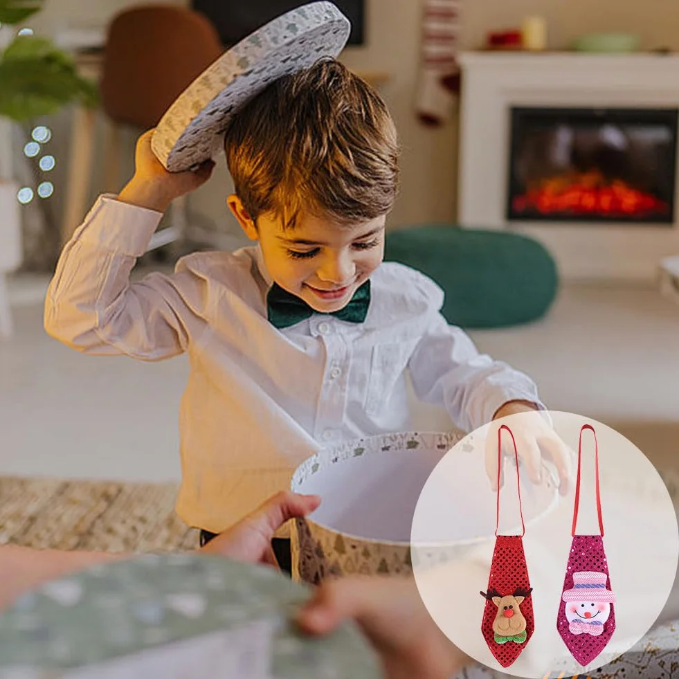 3 Piezas Corbatas De Moda Decoraciones Navideñas,Corbatas De Tela Para Fiestas Navideñas,Corbatas Para Niños Y Niñas Dibujos Animados,Corbata Infantil Navidad Santa,Para Escolar Uniforme Fiesta,Kiuiom