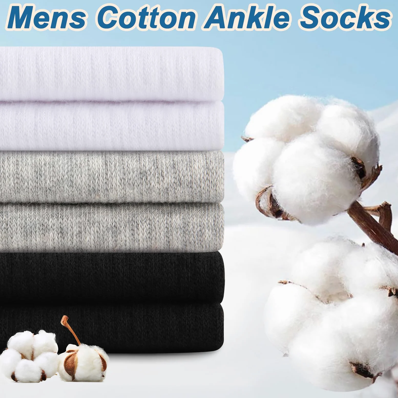 eallco Calcetines tobilleros de algodón para hombre, corte bajo, cortos, transpirables, casuales, 6 pares