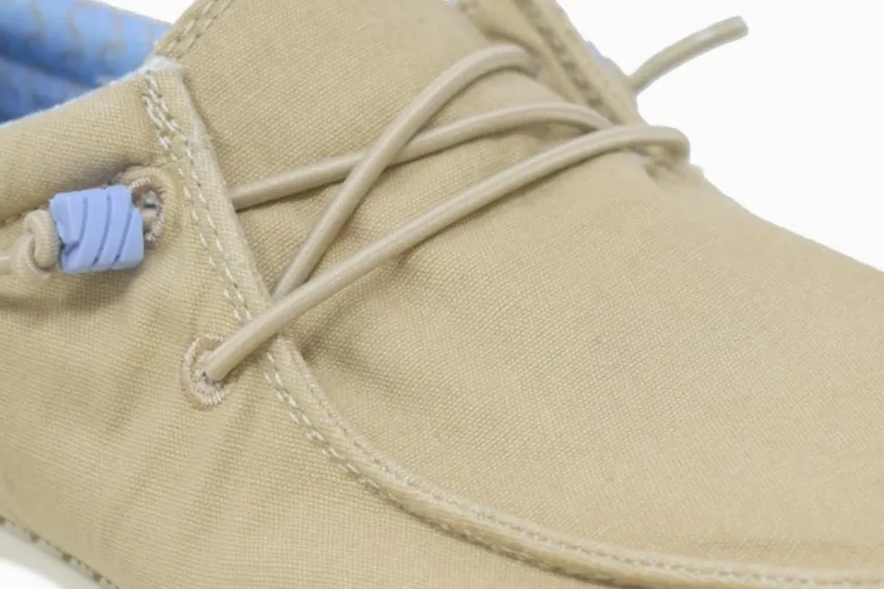 Zapatos náuticos de Lona ETIKA 82047 Beige con Cordones elásticos cómodo y Ligero - Hombre