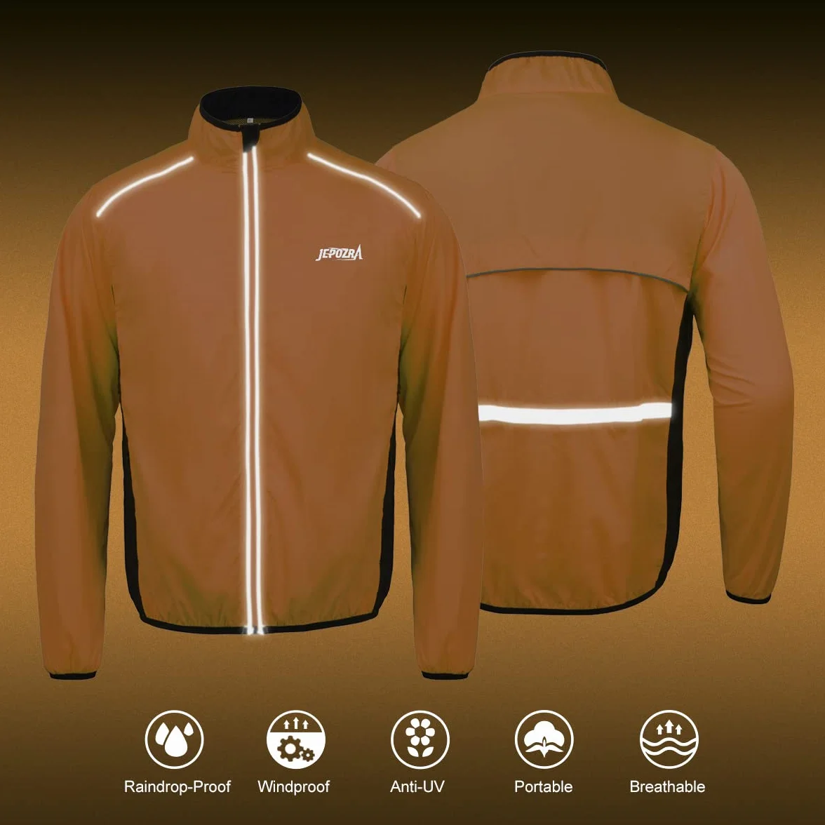Chaqueta Cortavientos Ciclismo Hombre Montañismo Reflectante Transpirable Protección UV Manga Larga Correr Resistente Al Viento Y al Agua
