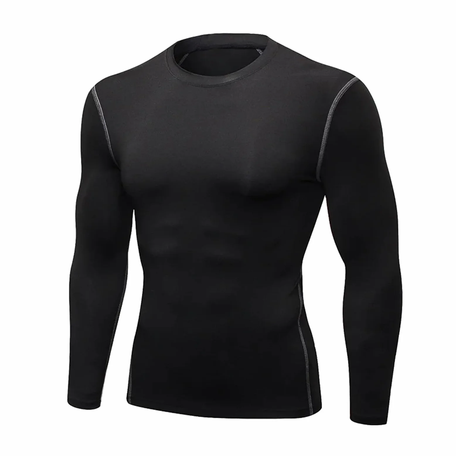 Camisa Funcional Ropa Interior térmica de Manga Larga for Hombre, Tops Finos Ajustados de Secado rápido elásticos for Fitness, Ropa de otoño e Invierno for Hombre(Gray,L (60-70kg))