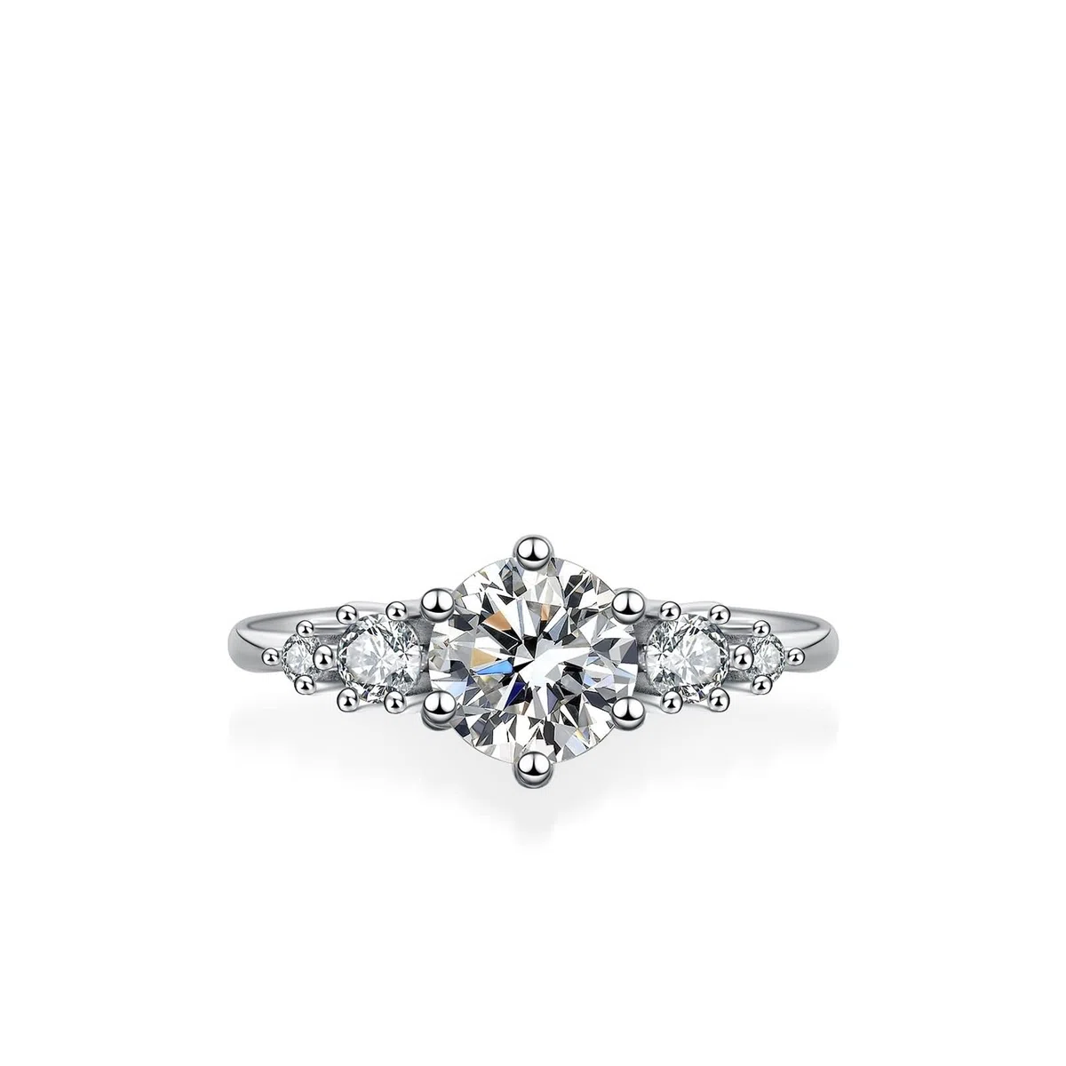 Anillo de oro blanco para mujer, anillos de compromiso, moissanite, 1 ct, anillo de boda solitario, elegante anillo de oro para mujer