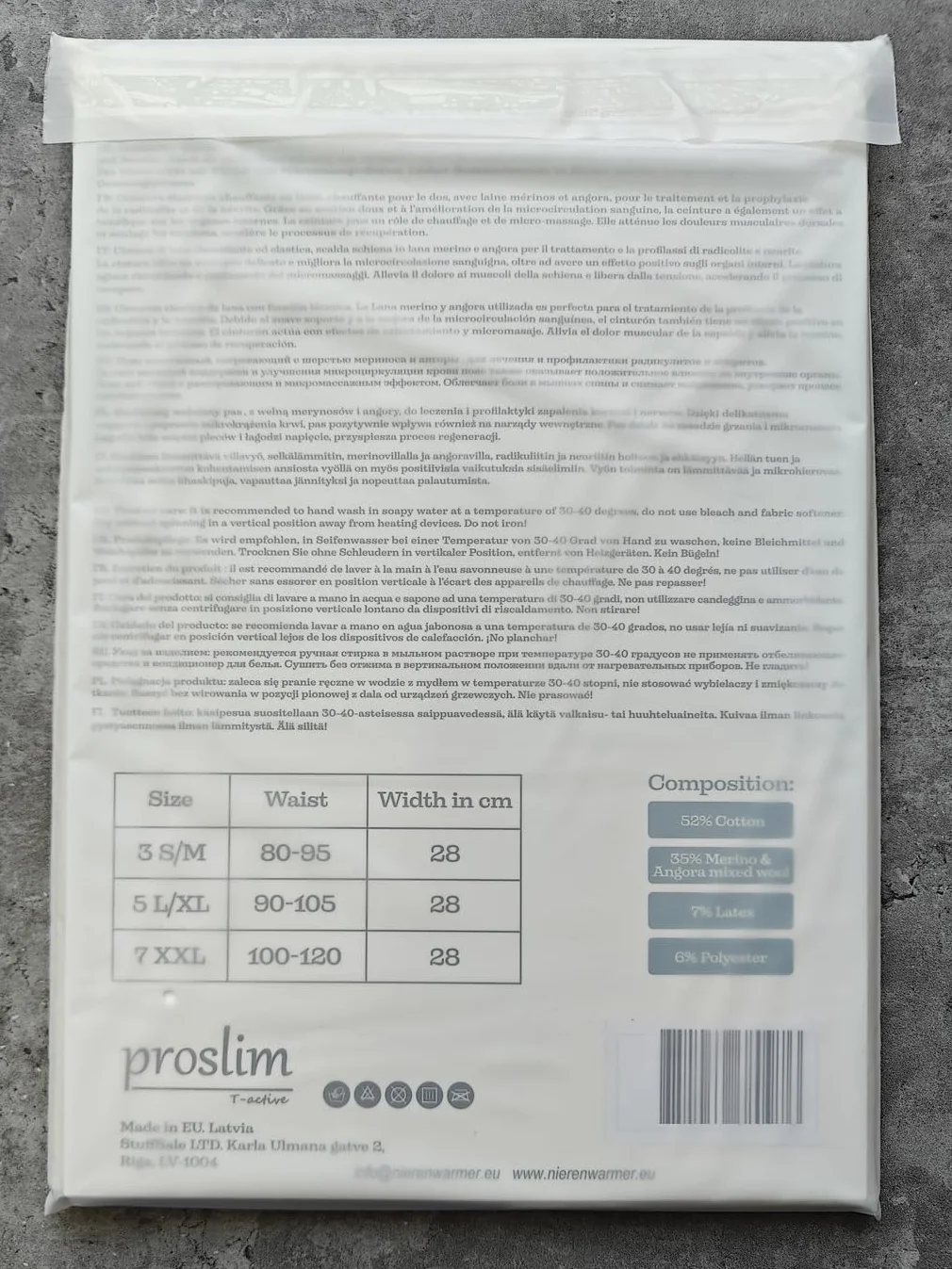 proslim T-active Merino Angora Wool Kidney Back Hip Waist Warmer for Men and Women, 87% Natural Materials, Creamy White, Perfect for Sports, Working or Walking